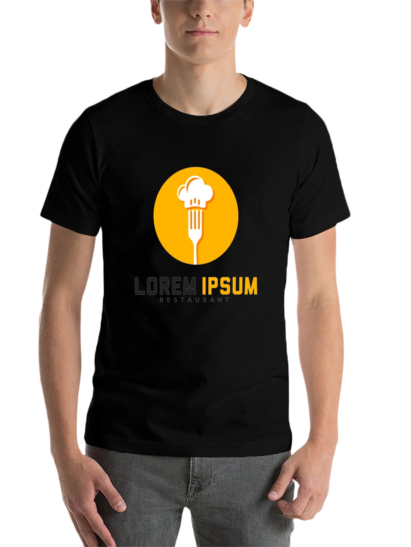 Black Chef Hat and Fork Graphic T-Shirt view 7