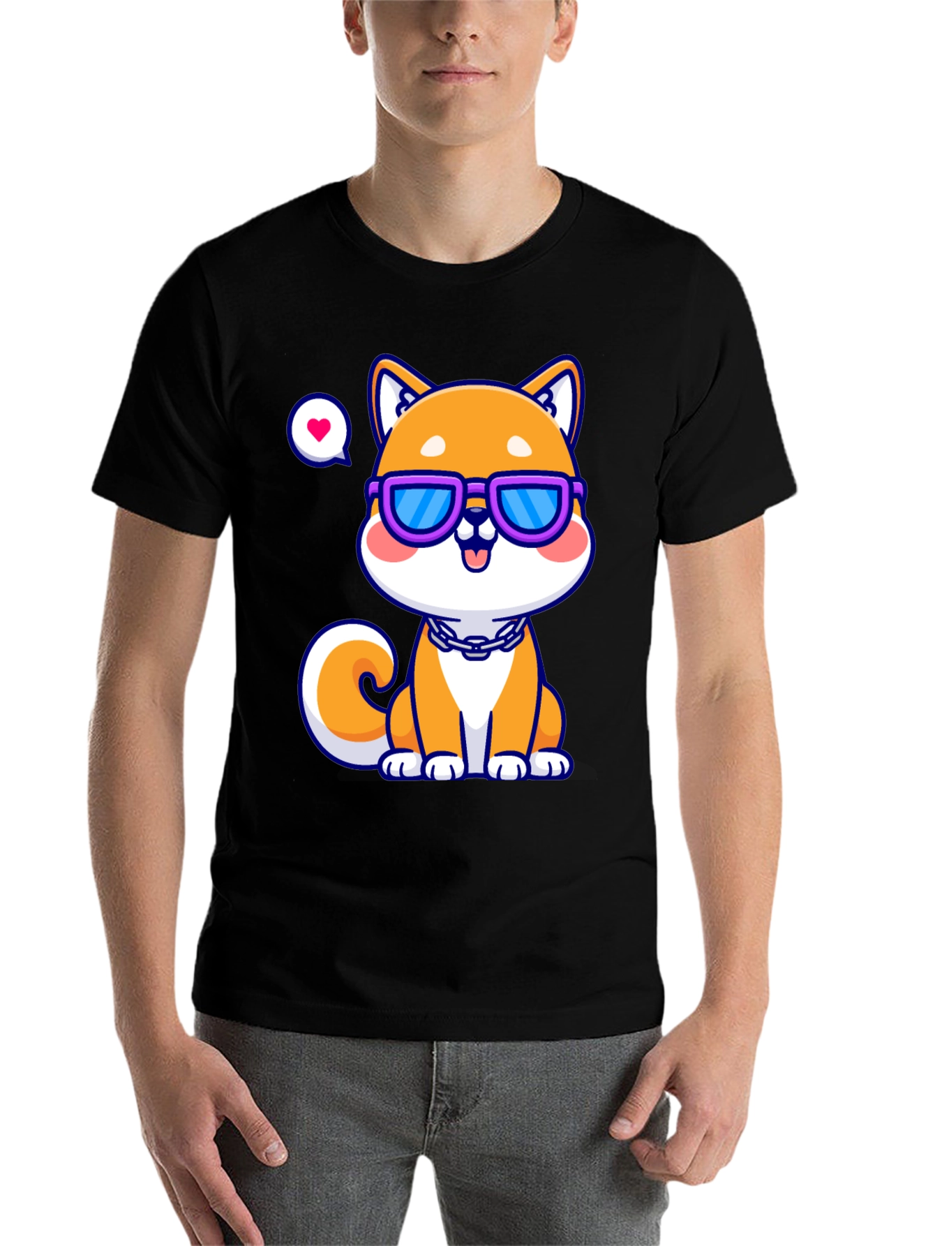 Black Cool Shiba Inu T-Shirt - Unisex view 7