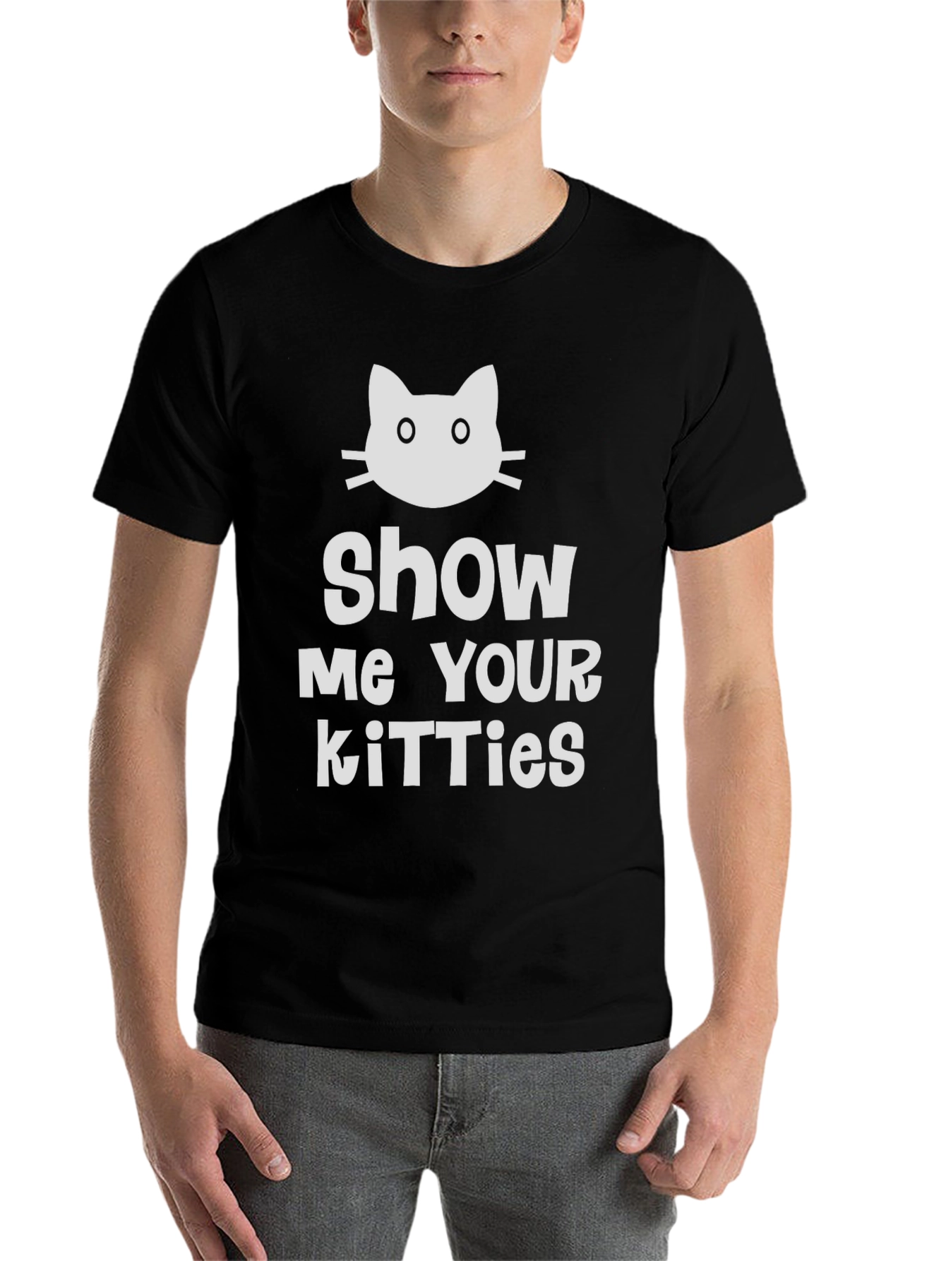 Black Show Me Your Kitties T-Shirt - Novelty Cat Tee view 7