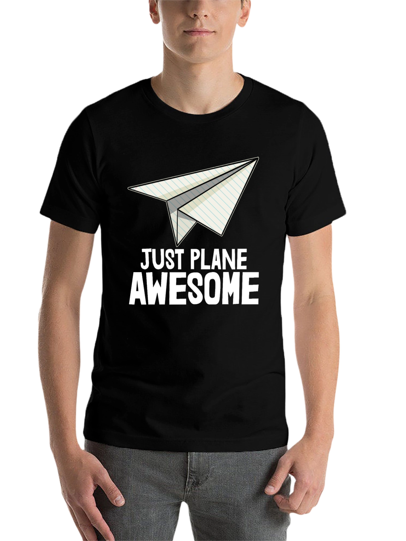 Black Just Plane Awesome Graphic T-Shirt view 7