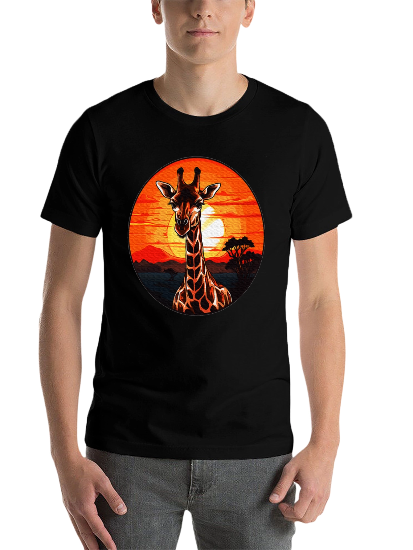 Black Giraffe Sunset Graphic Tee - Safari Style view 7