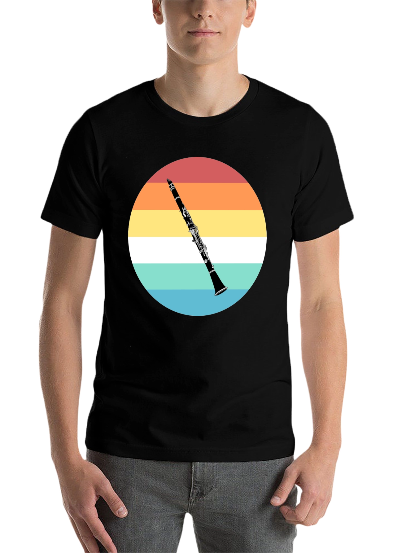 Black Clarinet Sunset T-Shirt - Musician Gift view 7