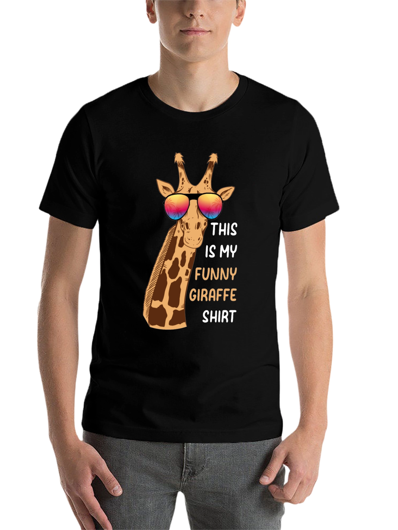 Black Funny Giraffe T-Shirt view 7