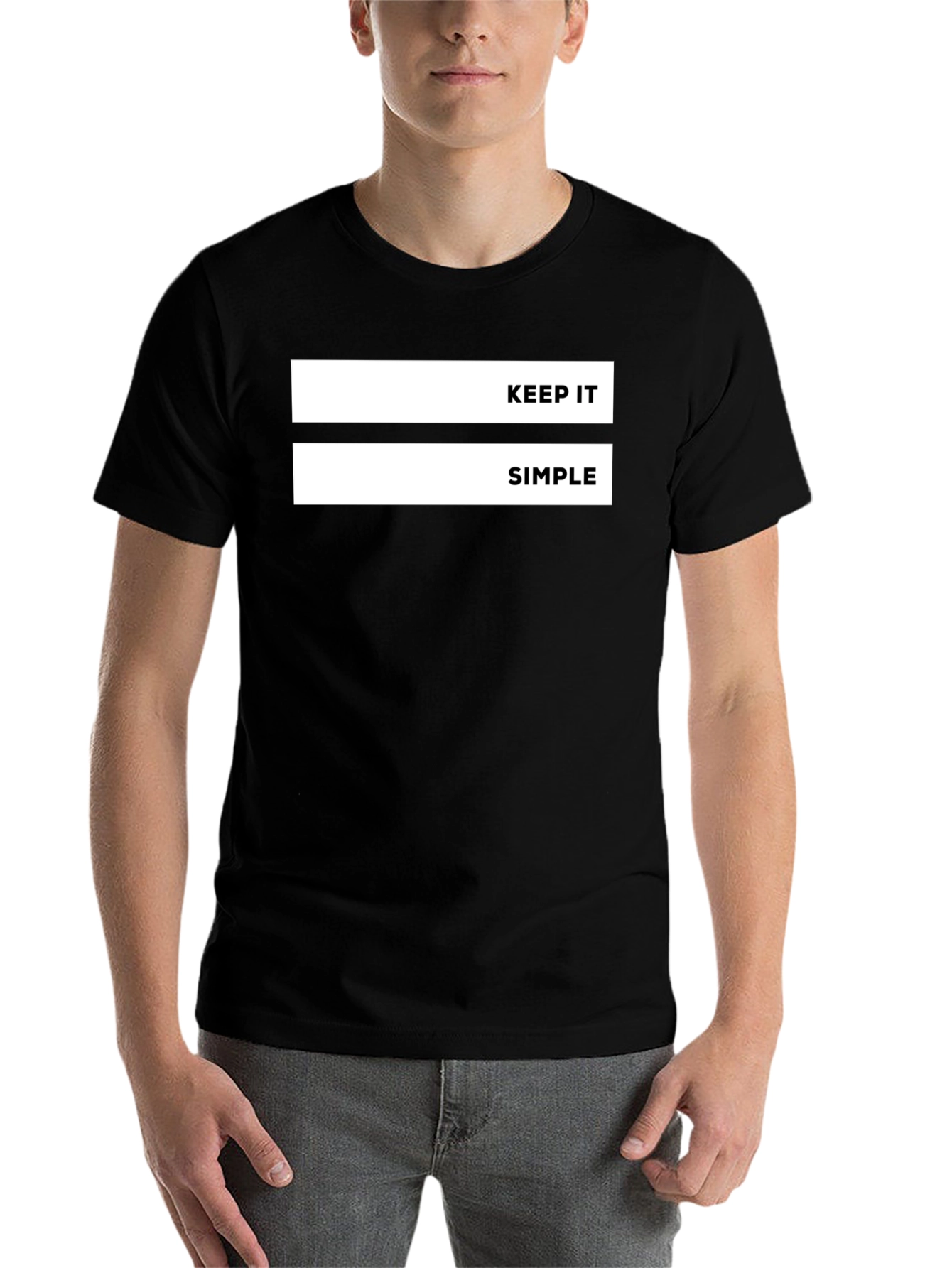 Black Keep It Simple Graphic Tee - Black Casual T-Shirt view 7