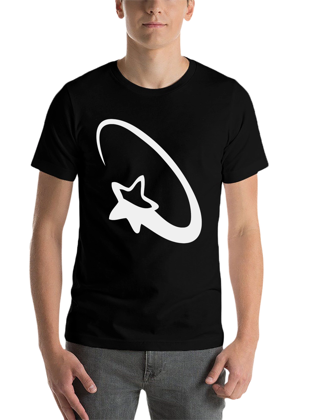 Black Star Orbit Graphic Tee - Black Cotton Casual Shirt view 7