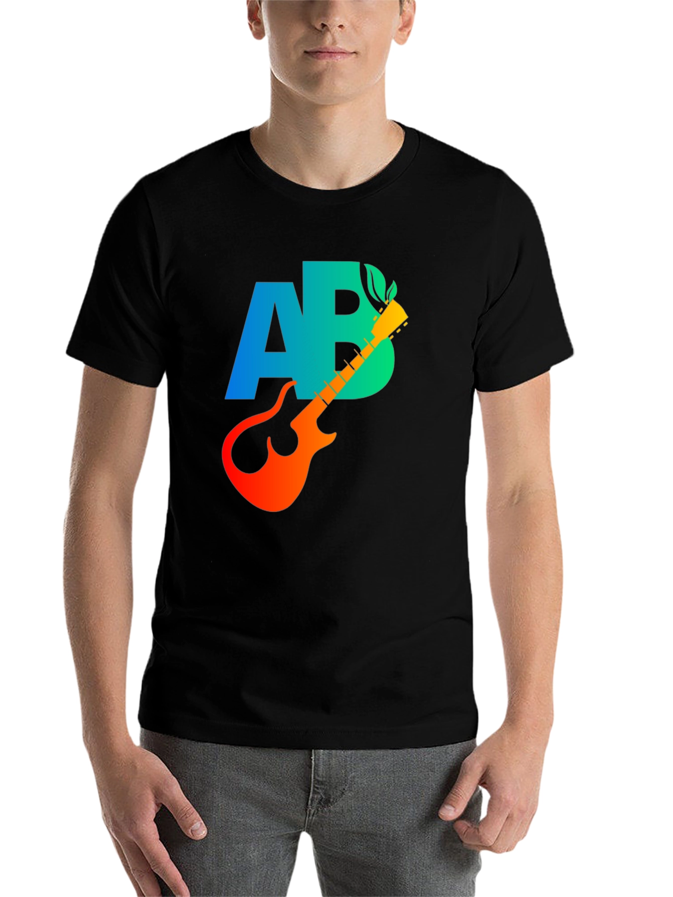 Black AB Guitar Graphic T-Shirt - Cool Music Tee view 7