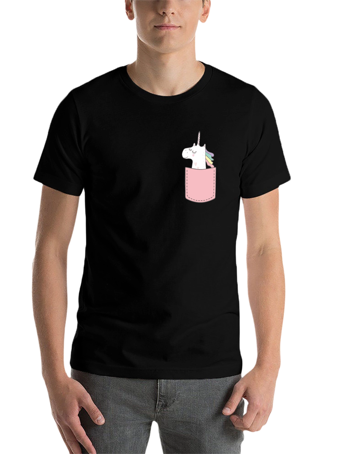 Black Unicorn Pocket Tee - Black Crewneck Cotton Casual view 7