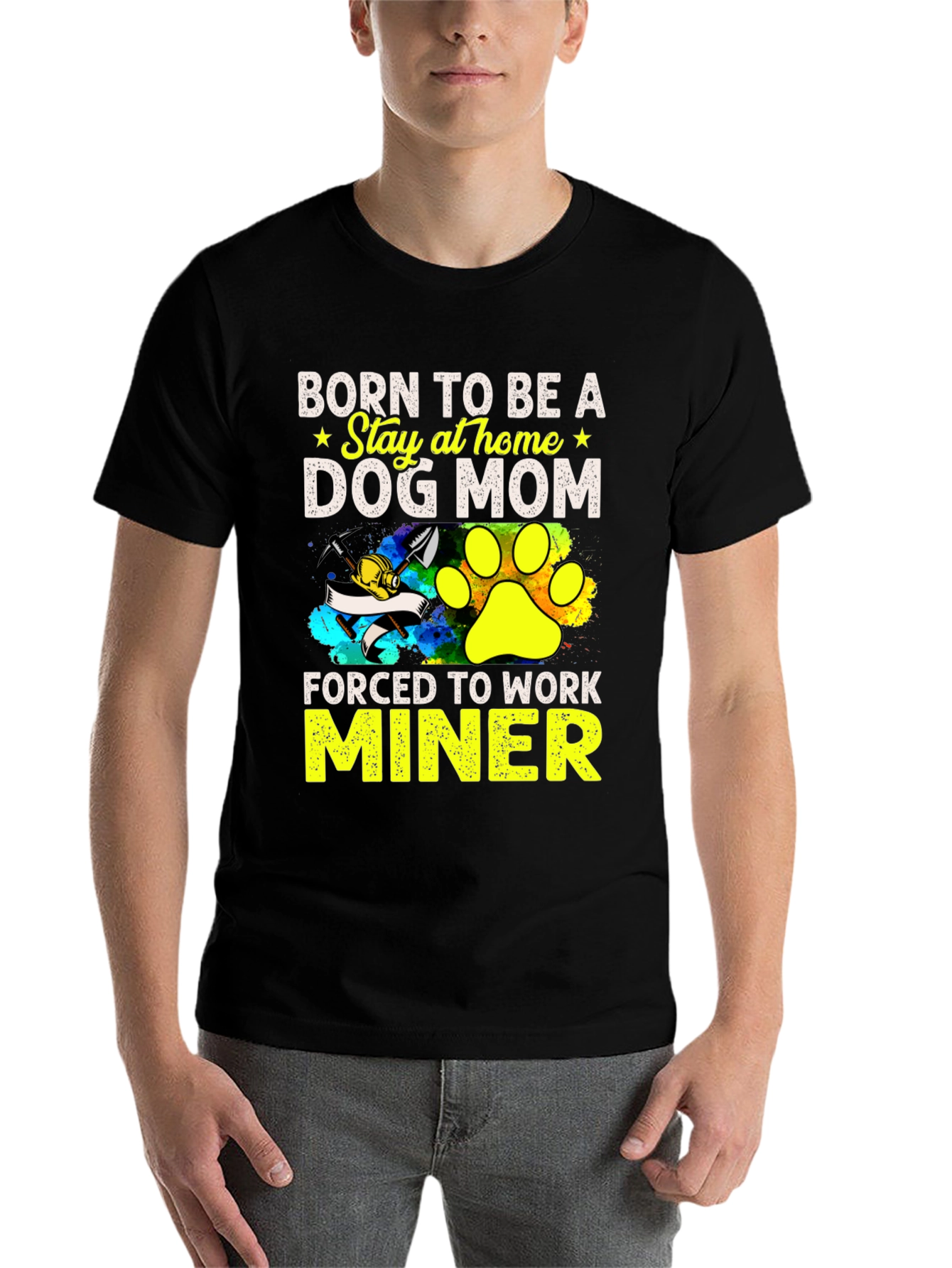 Black Dog Mom Miner T-Shirt - Stay at Home Force view 7