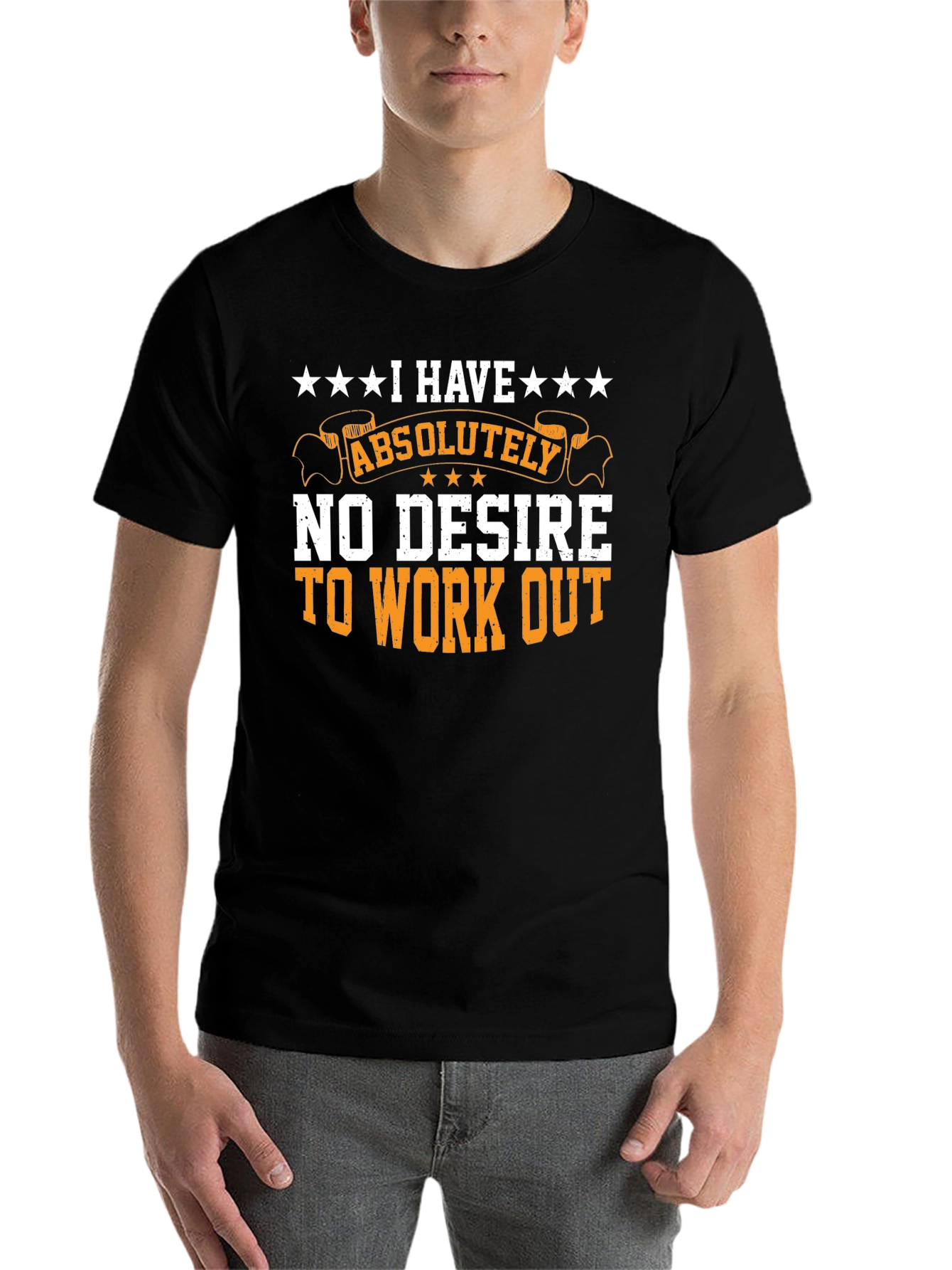 Black Funny Workout T-Shirt - No Desire to Exercise view 7