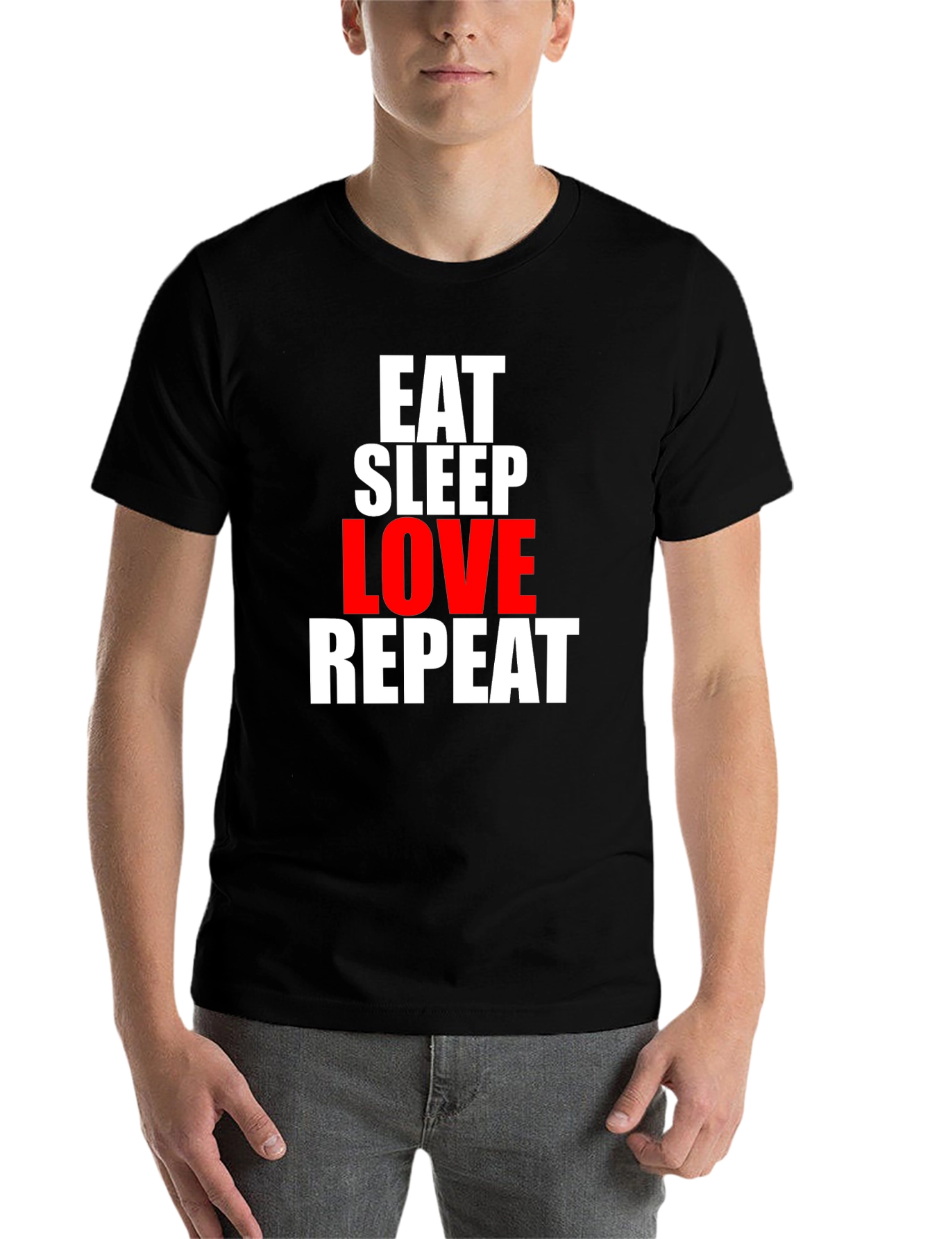 Black Eat Sleep Love Repeat Graphic Tee view 7