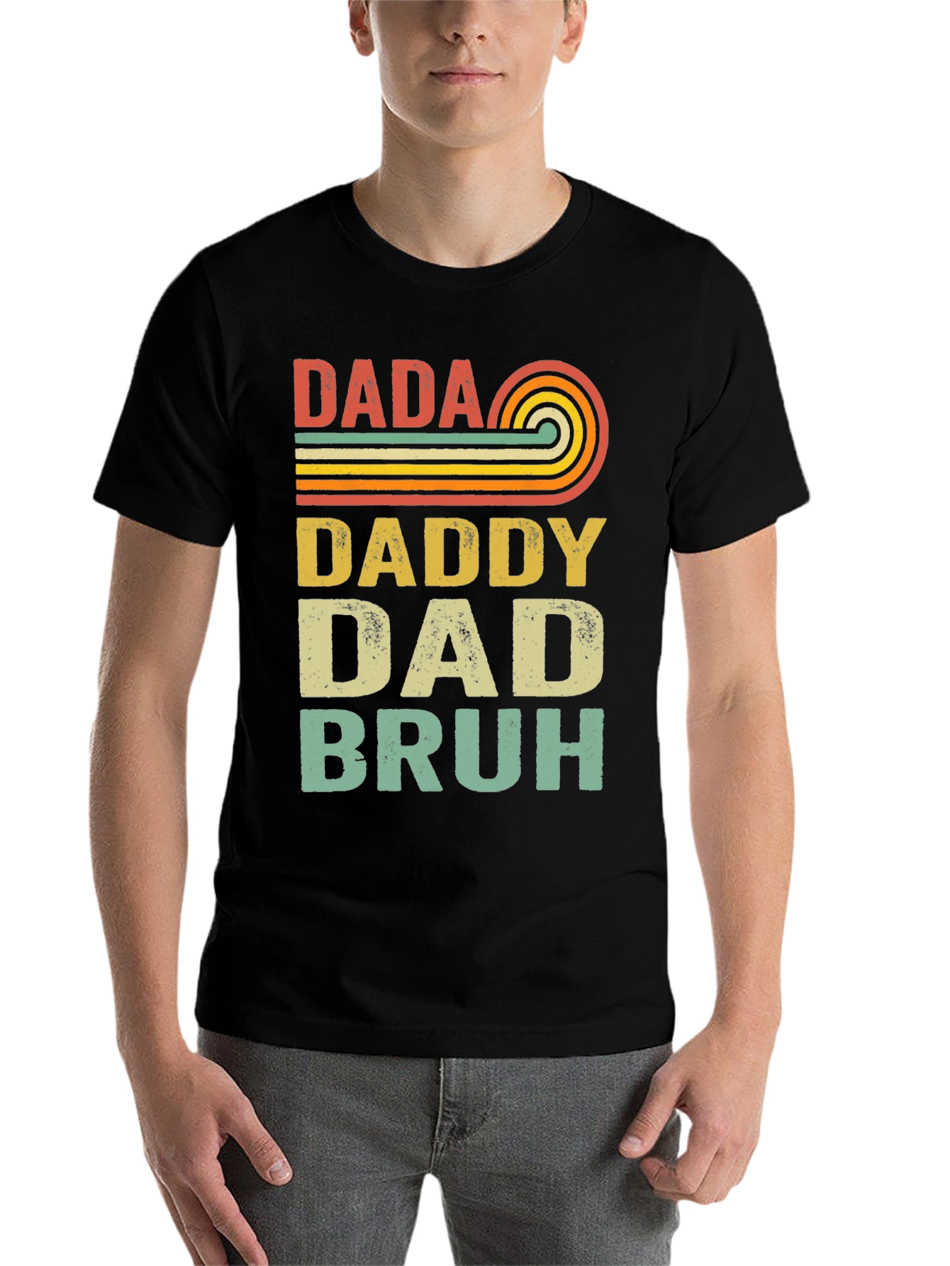 Black Retro Dada Daddy Dad Bruh T-Shirt view 7