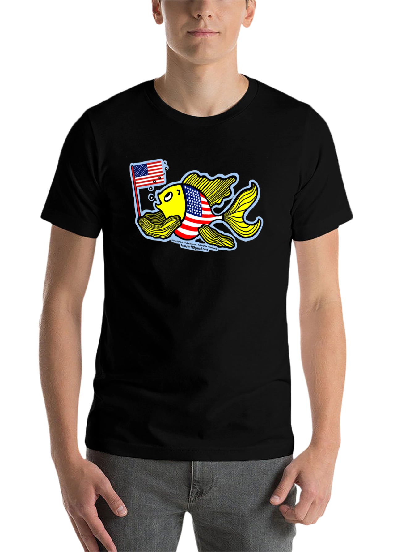 Black Patriotic Goldfish Graphic Tee view 7