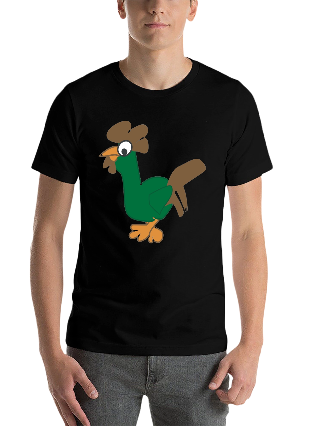 Black Funny Chicken Graphic Tee - Black Cotton T-Shirt view 7
