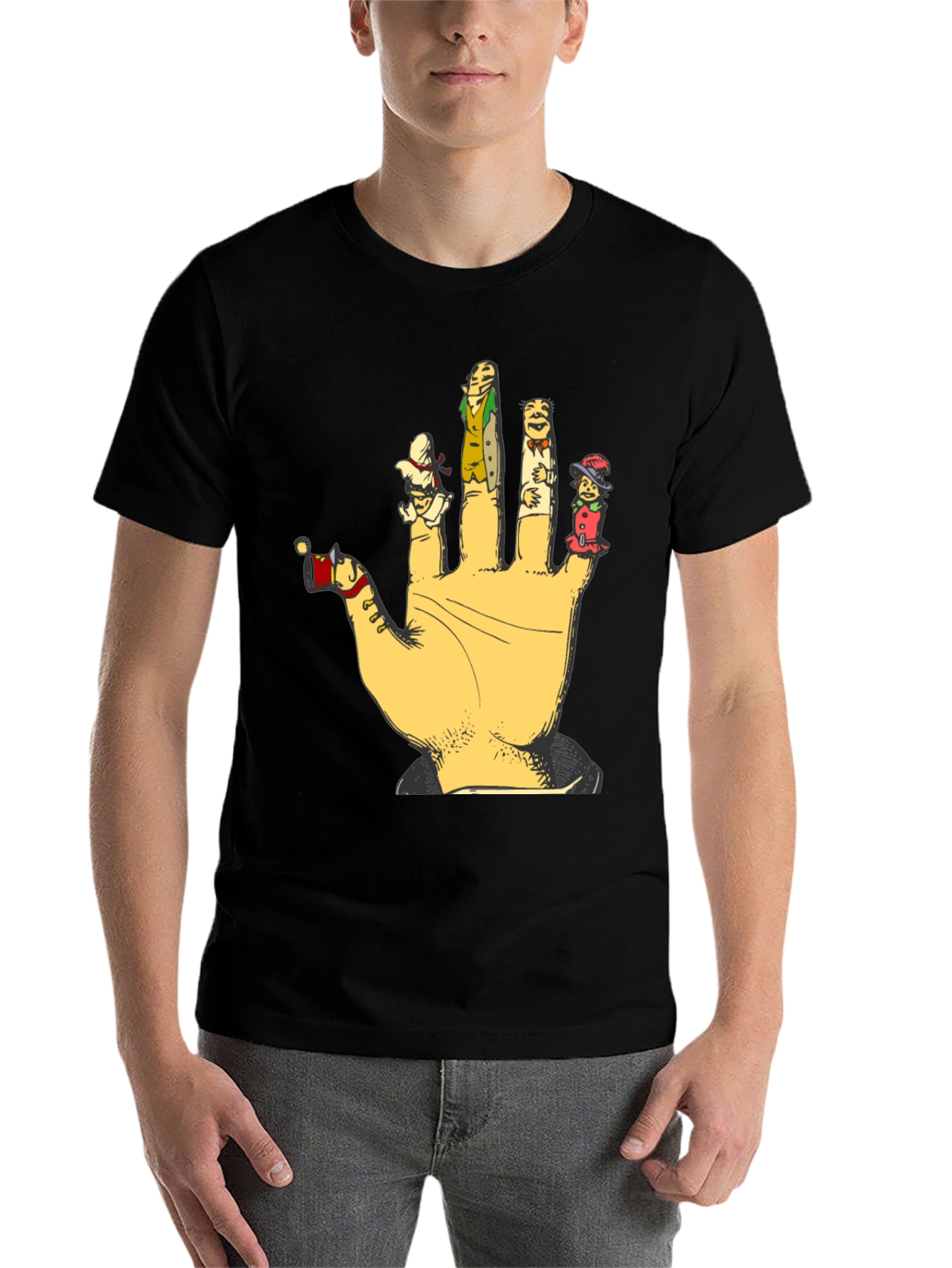 Black Finger Puppets Graphic T-Shirt view 7