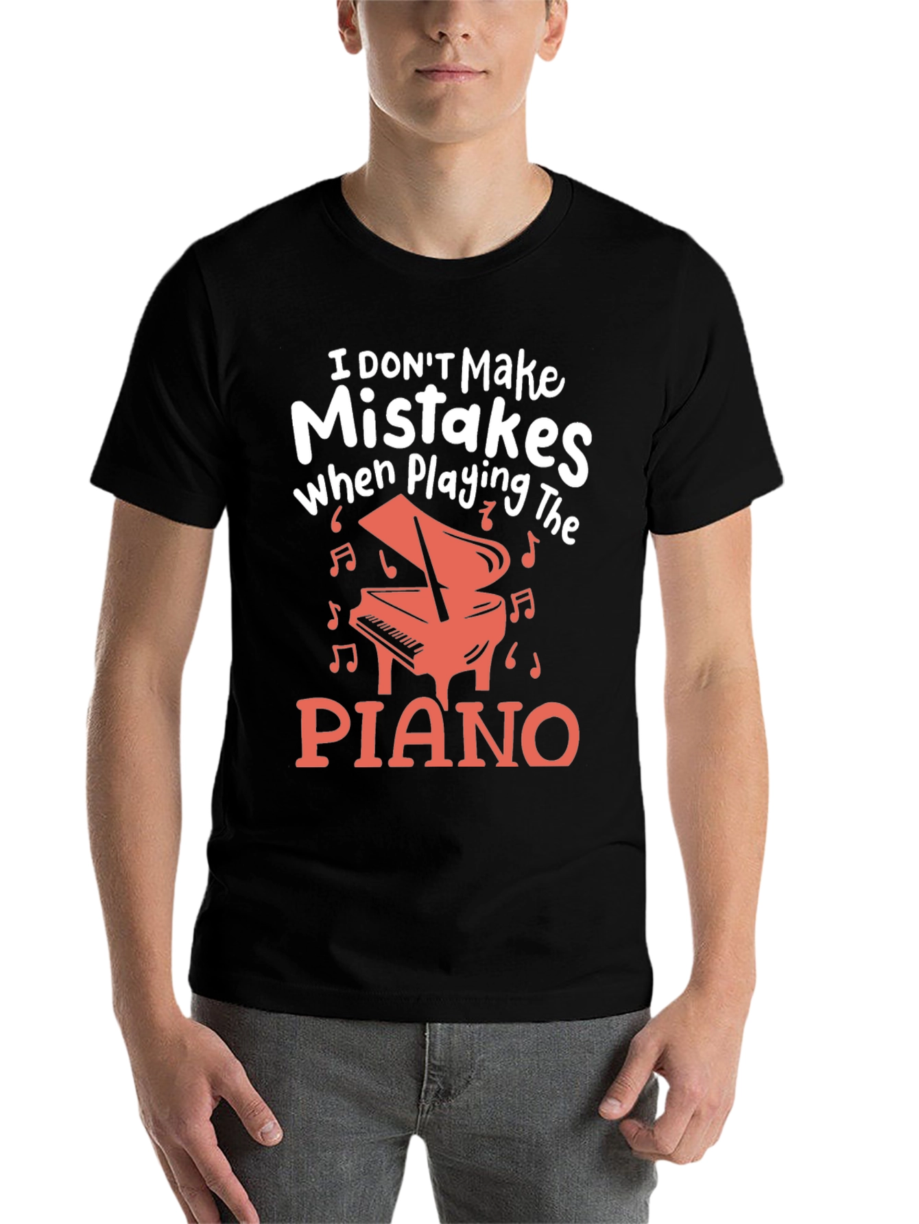 Black Funny Musician T-Shirt: I Don't Make Mistakes When Playing the Piano view 7