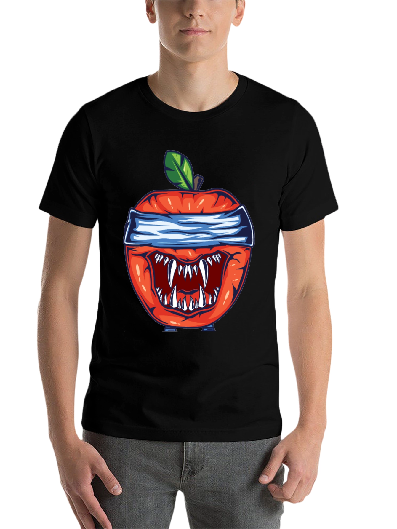 Black Monster Apple Graphic Tee - Unique Design view 7