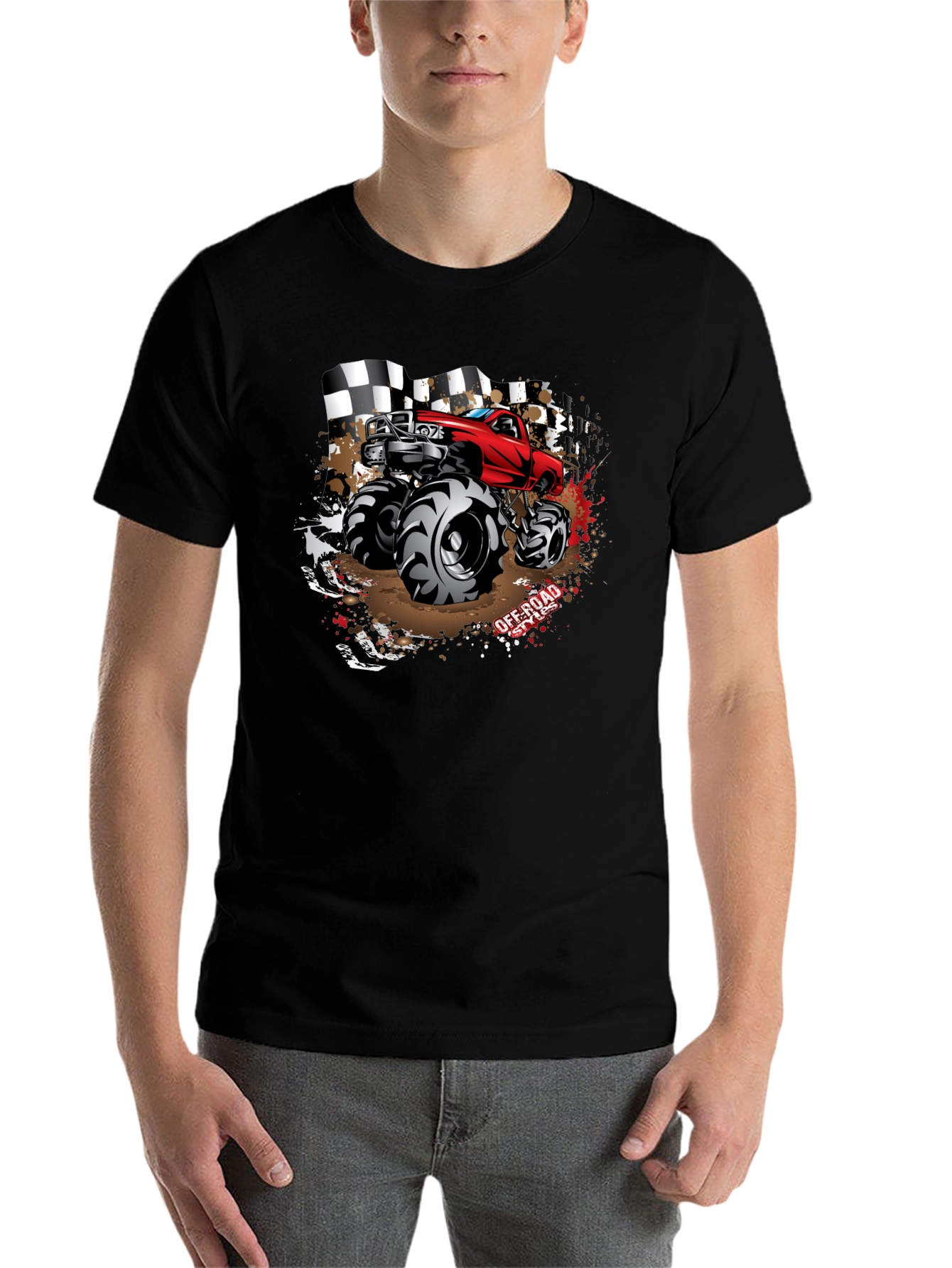 Black Monster Truck Off-Road T-Shirt view 7