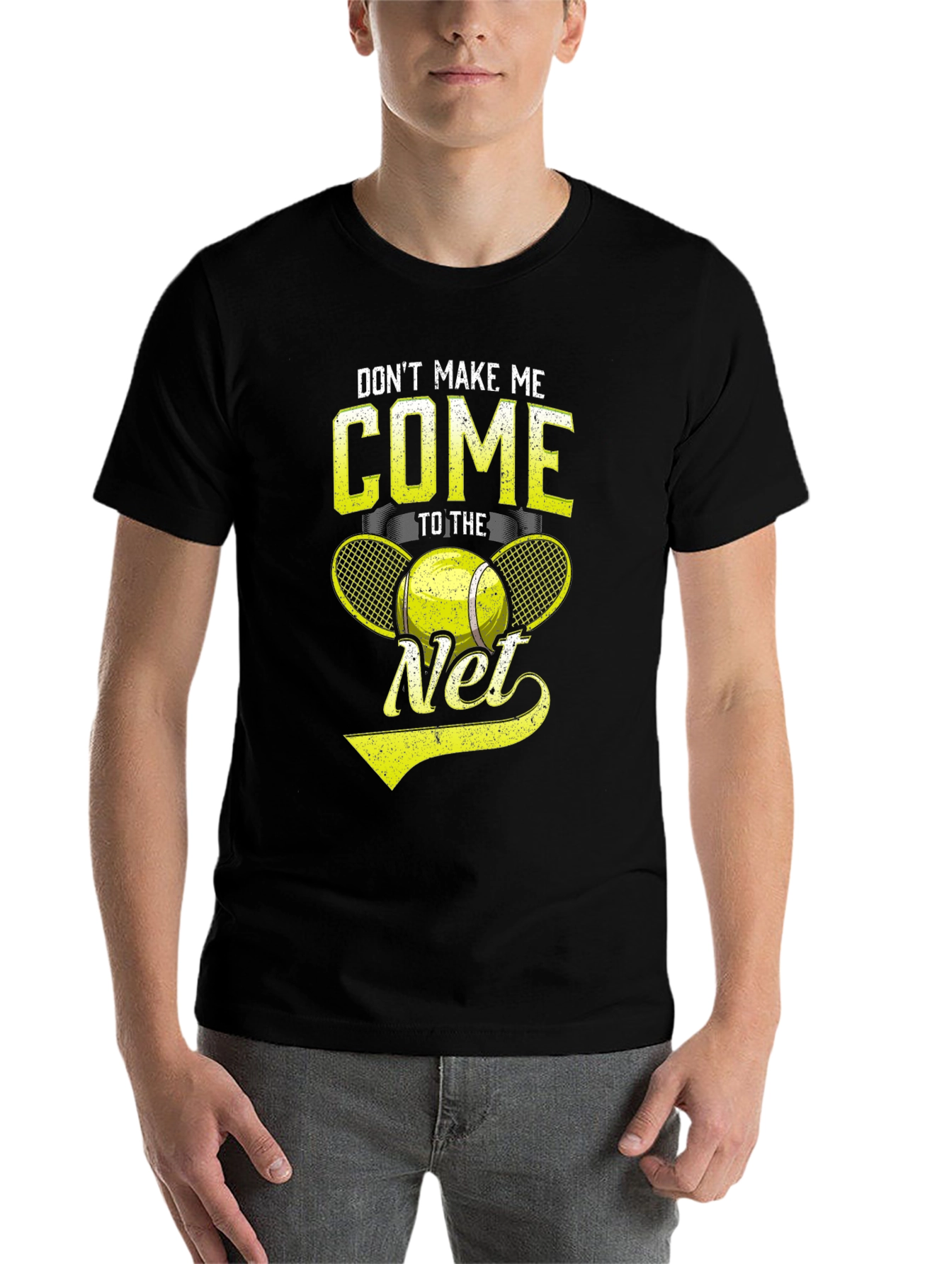 Black Tennis T-Shirt - Don't Make Me Come To The Net view 7
