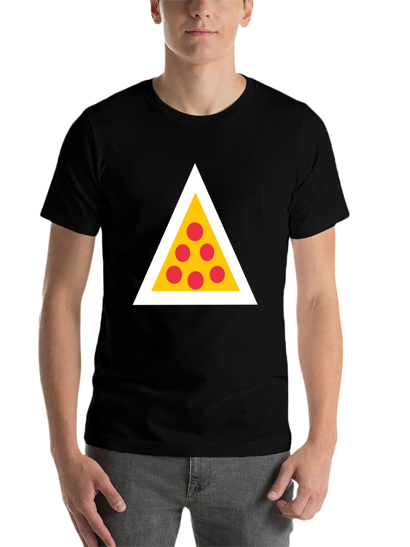 Black Pizza Triangle Graphic Tee - Black view 7