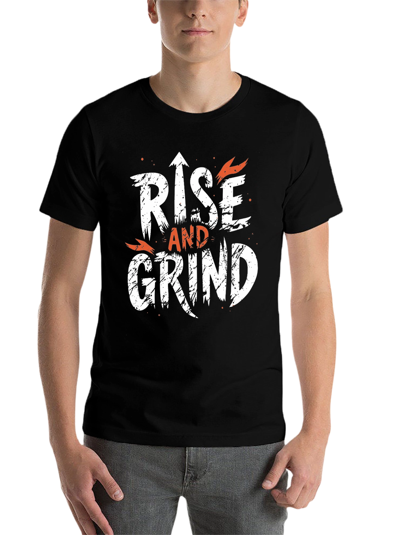Black Rise and Grind Graphic Tee - Motivational T-Shirt view 7