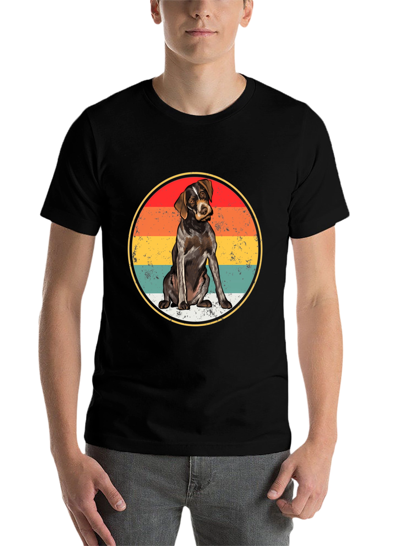 Black Vintage Dog Graphic Tee - Black T-Shirt view 7