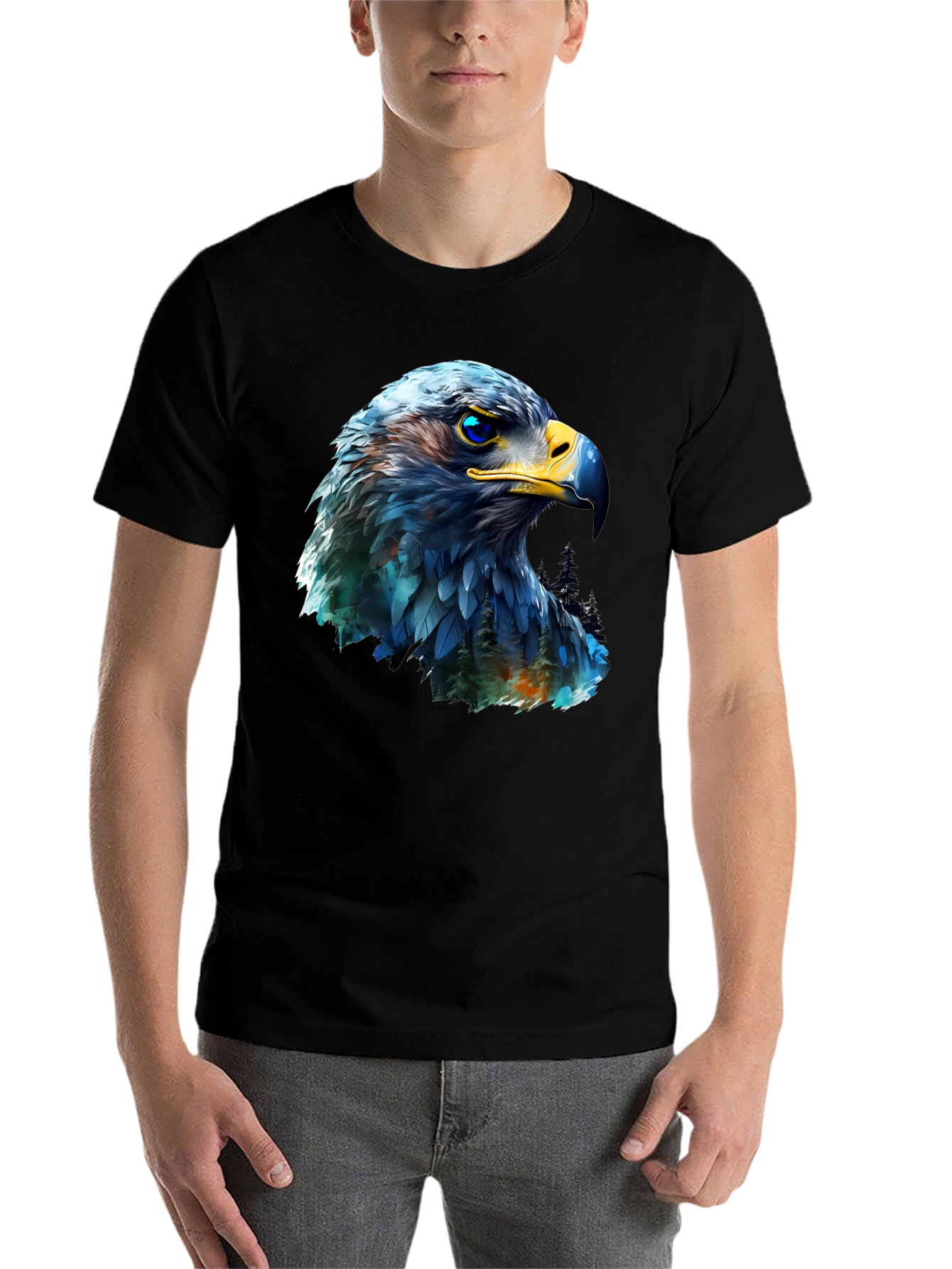 Black Eagle Graphic Print Black T-Shirt view 7