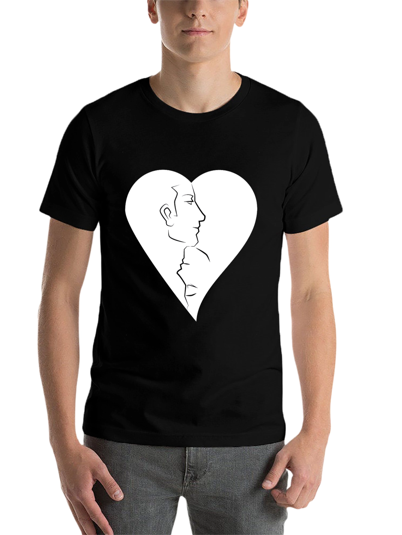 Black Heart Faces Graphic Tee - Black Casual Shirt view 7