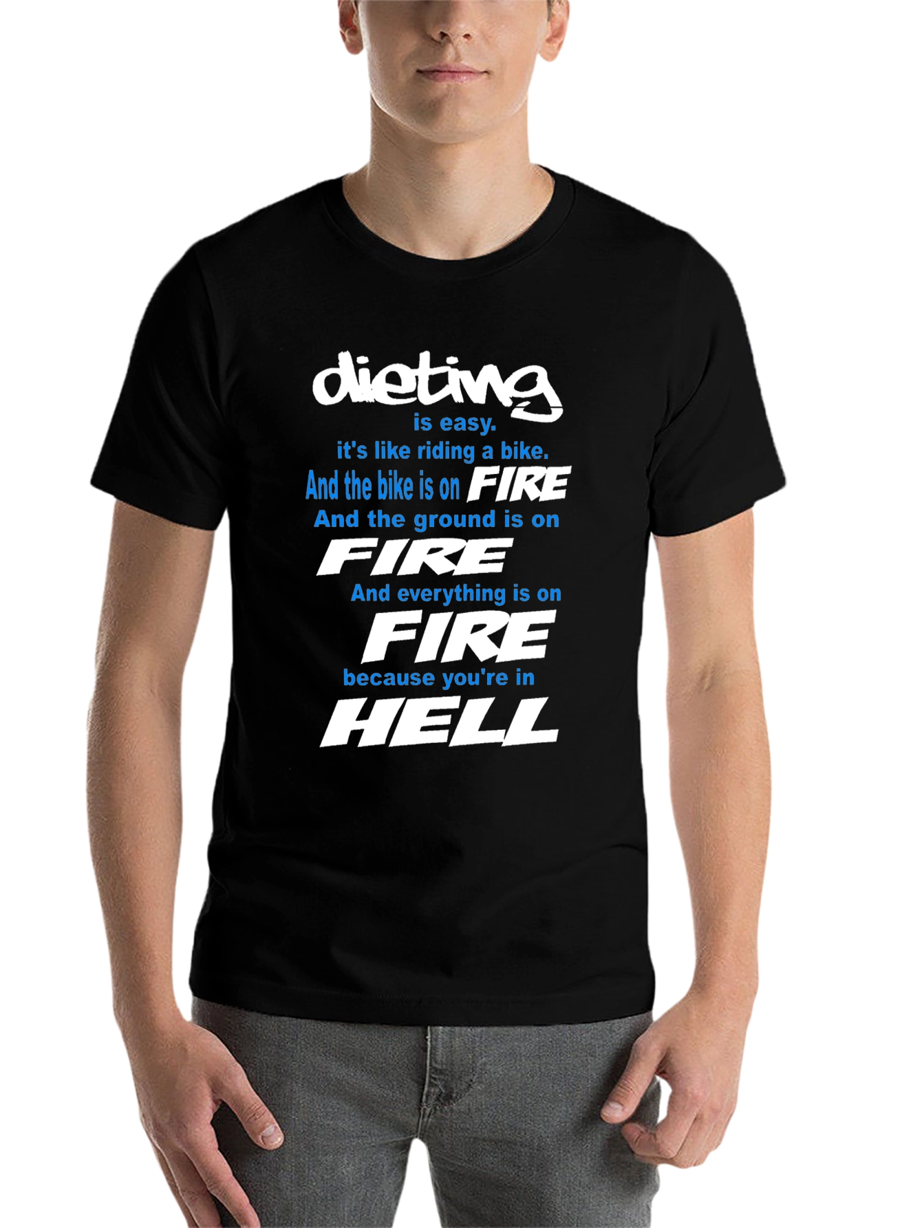 Black Dieting is Hell T-Shirt - Funny Fitness Motivation view 7