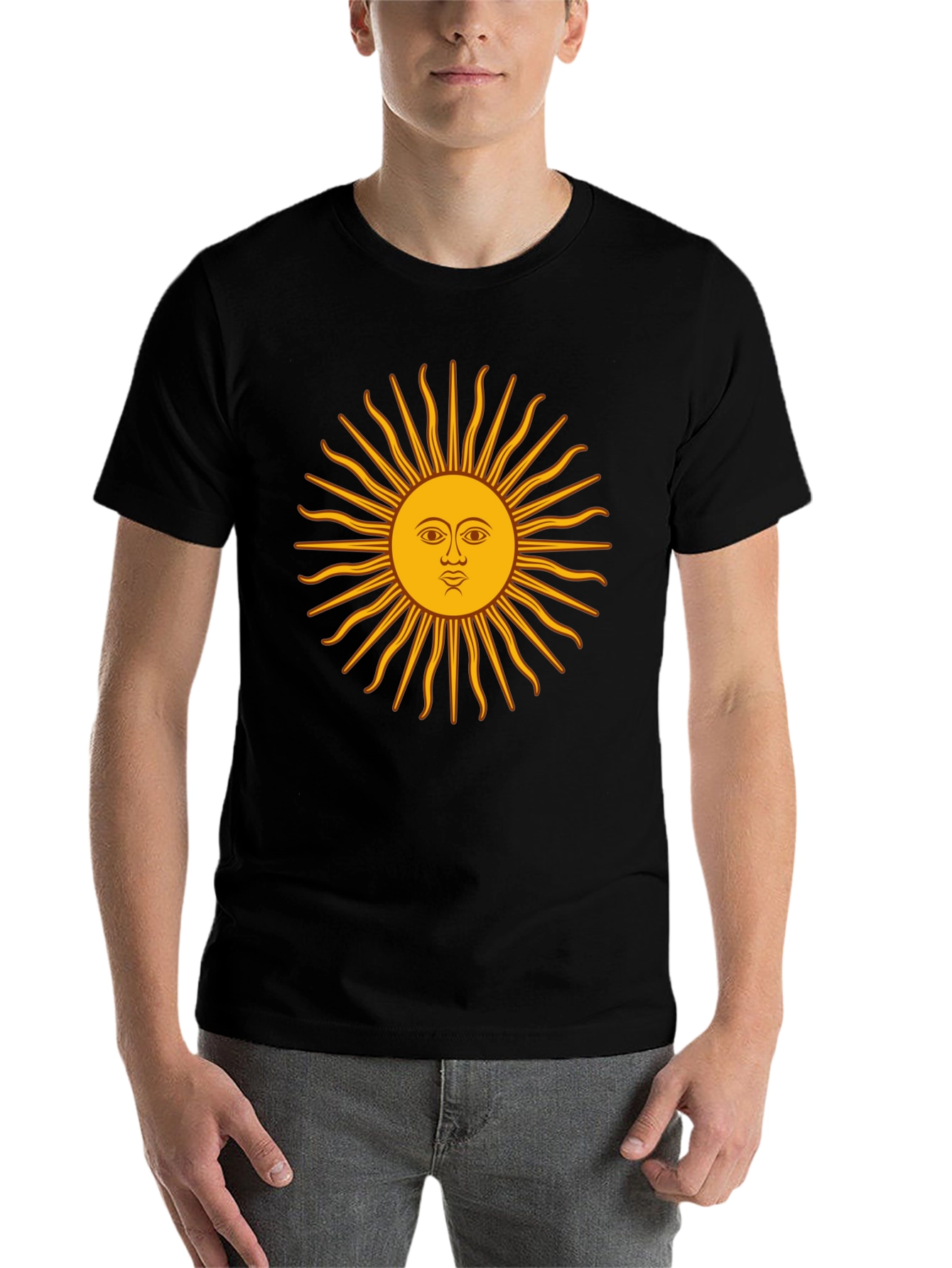 Black Graphic Sun T-Shirt - Casual Black Tee view 7