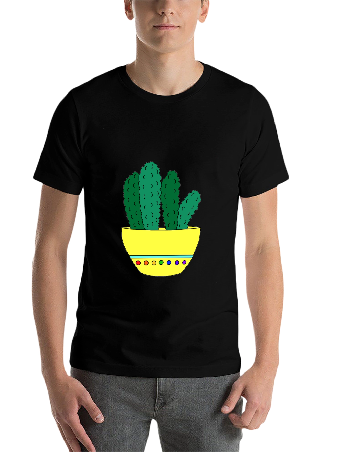 Black Cactus Graphic Tee - Unique Colorful Design view 7