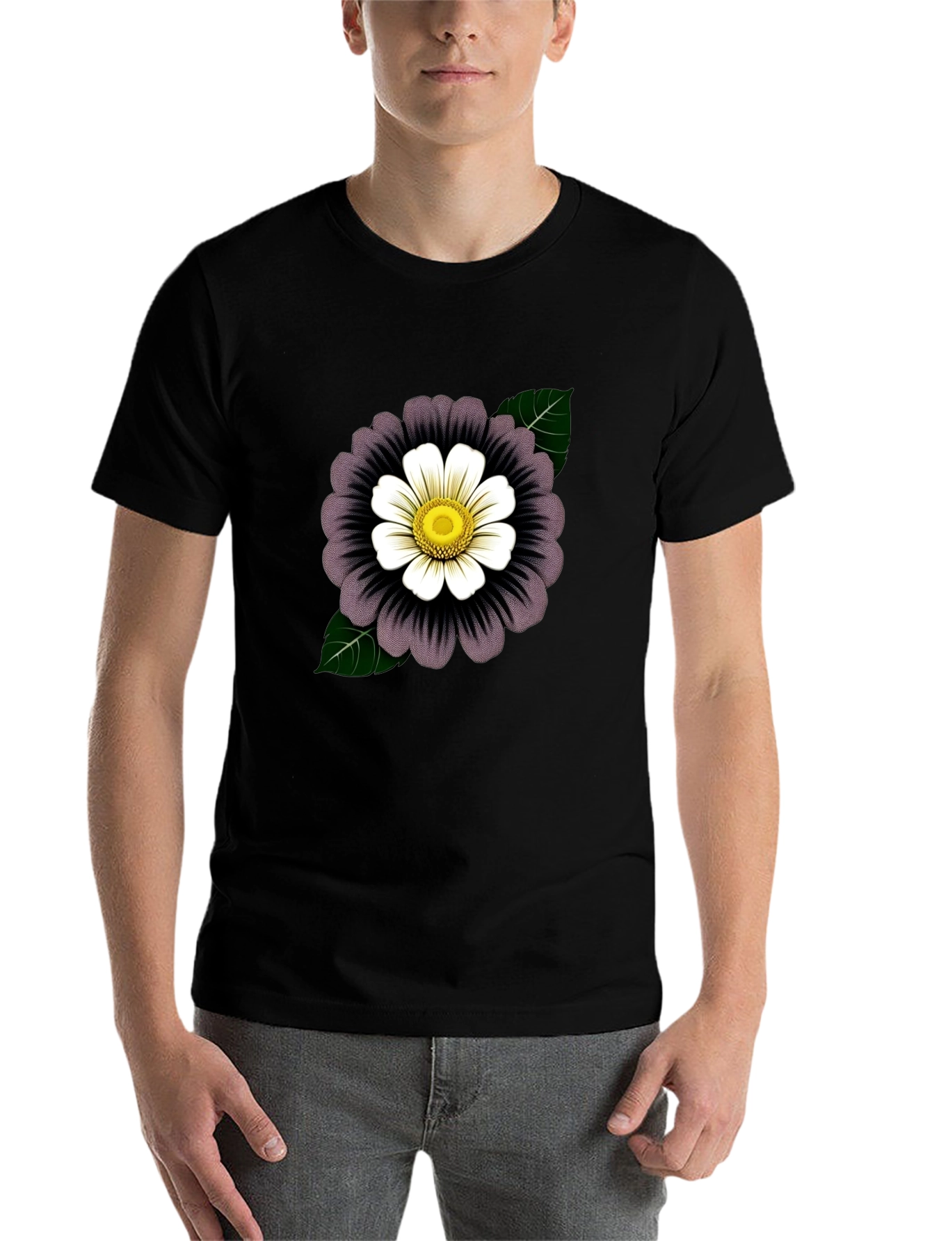 Black Floral Graphic Tee - Stylish Black T-Shirt view 7