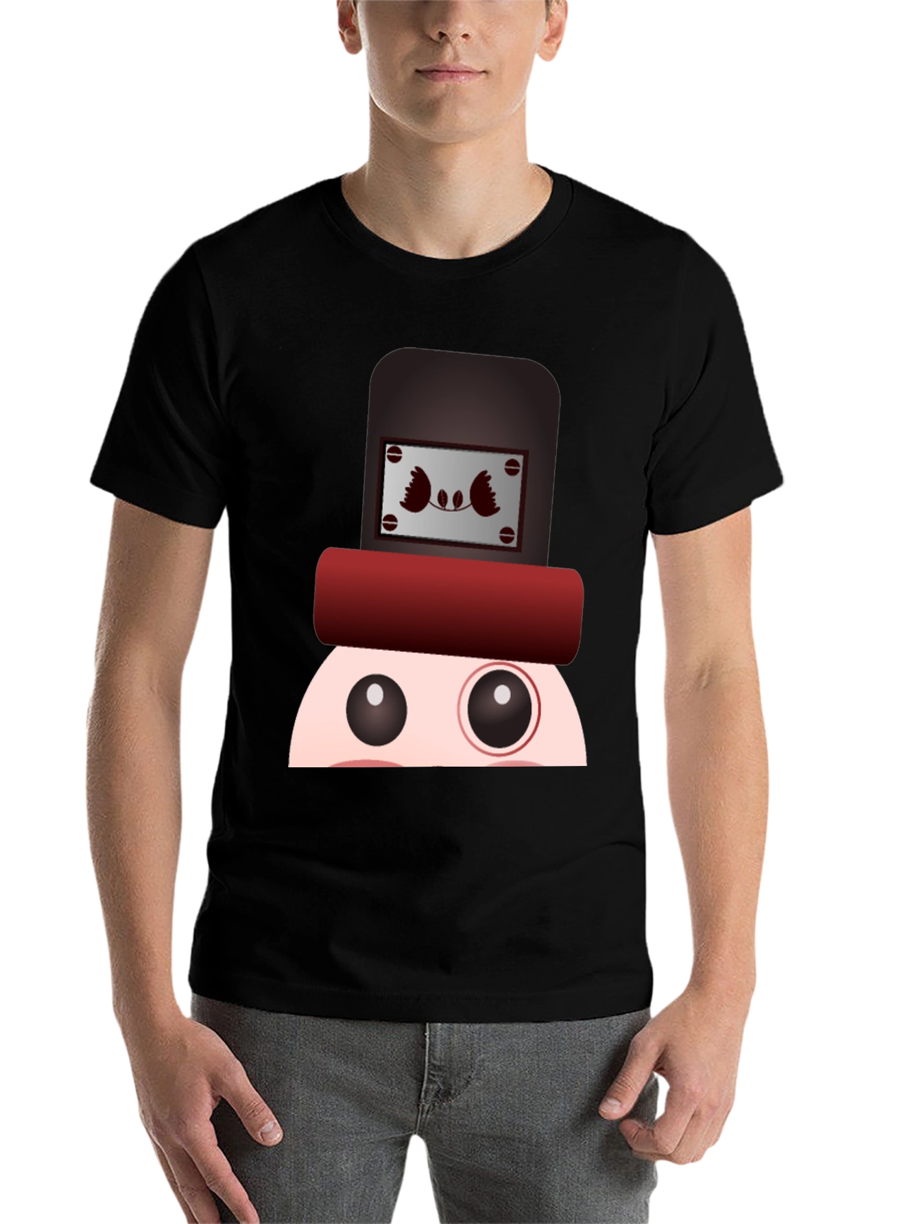 Black Funny Cartoon Character T-Shirt view 7