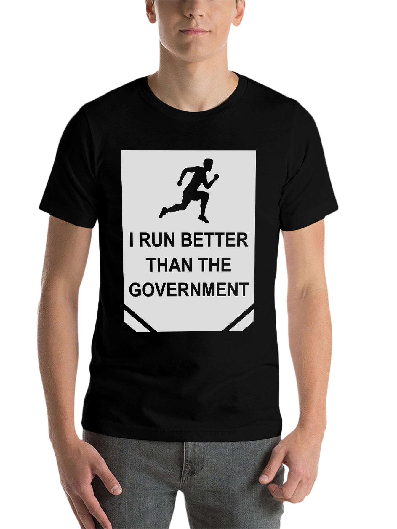 Black I Run Better Than the Government T-Shirt view 7