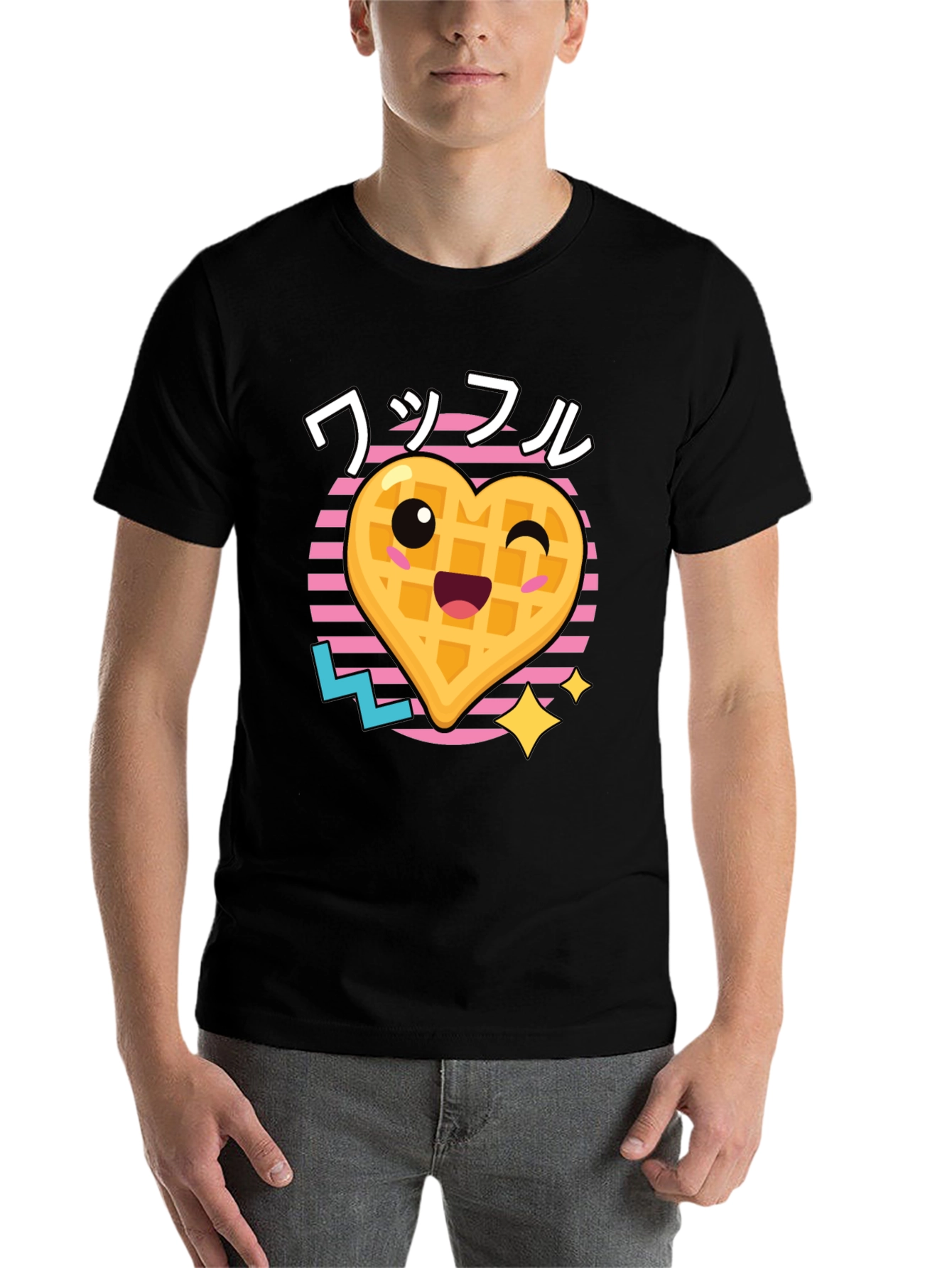 Black Kawaii Waffle T-Shirt - Trendy Graphic Tee view 7