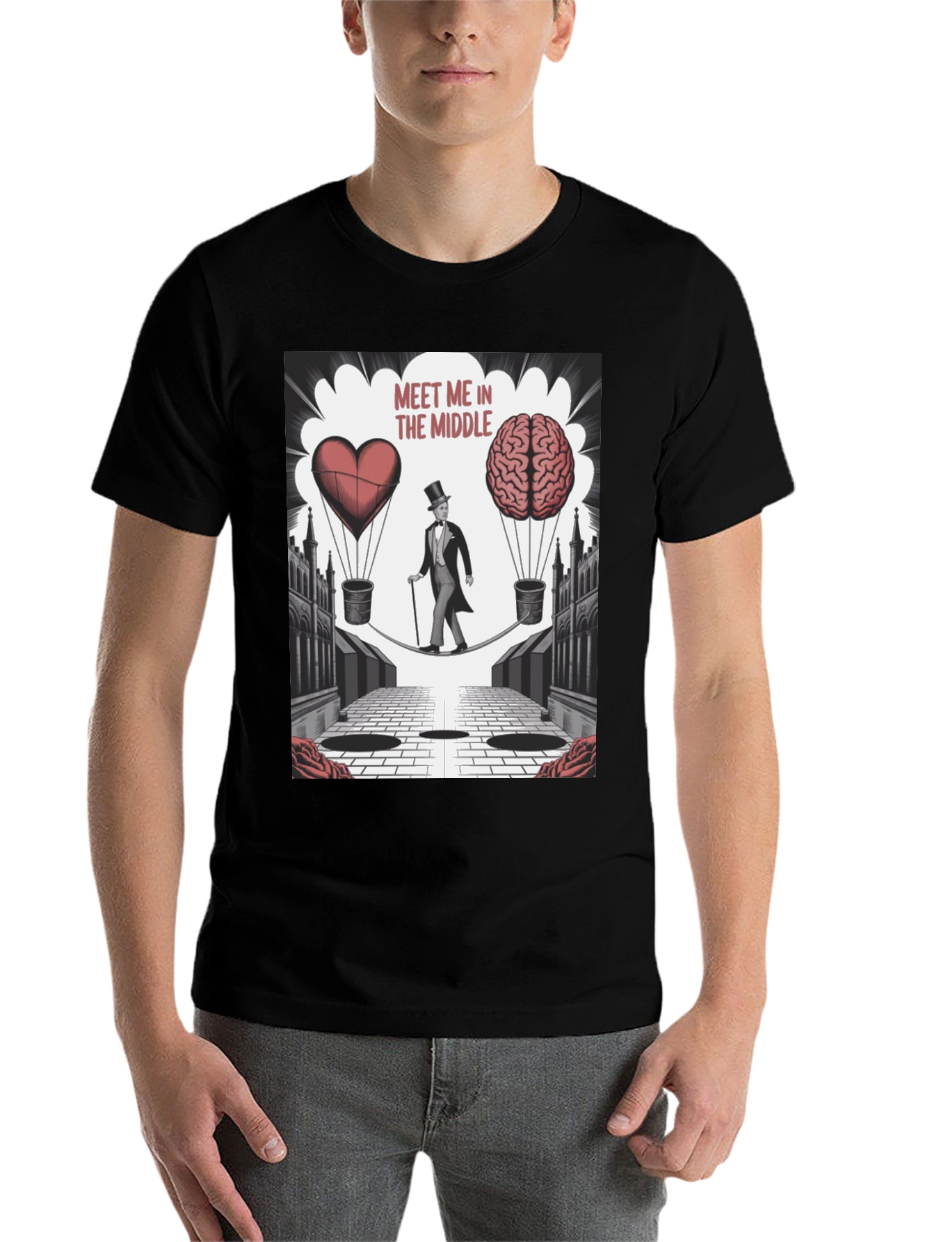 Black Meet Me in the Middle Graphic T-Shirt view 7