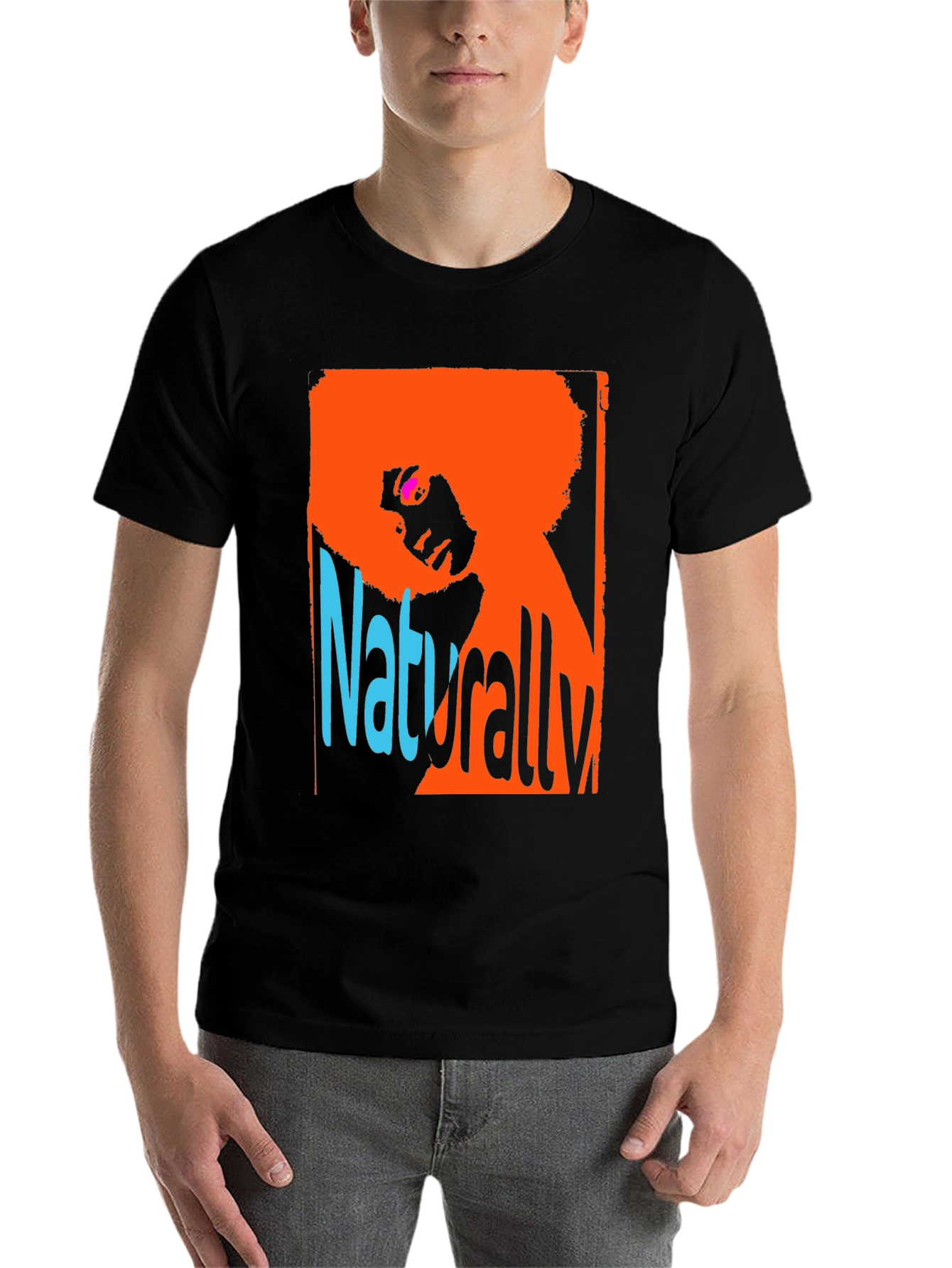 Black Retro Naturally Afro Graphic Tee view 7