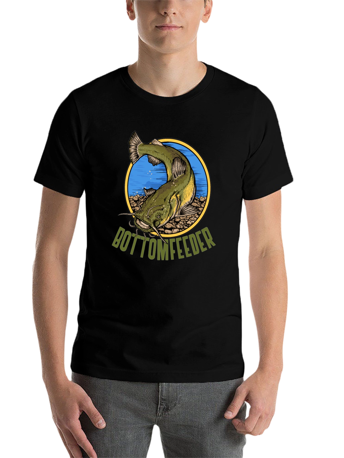 Black Bottom Feeder Fish Graphic T-Shirt view 7