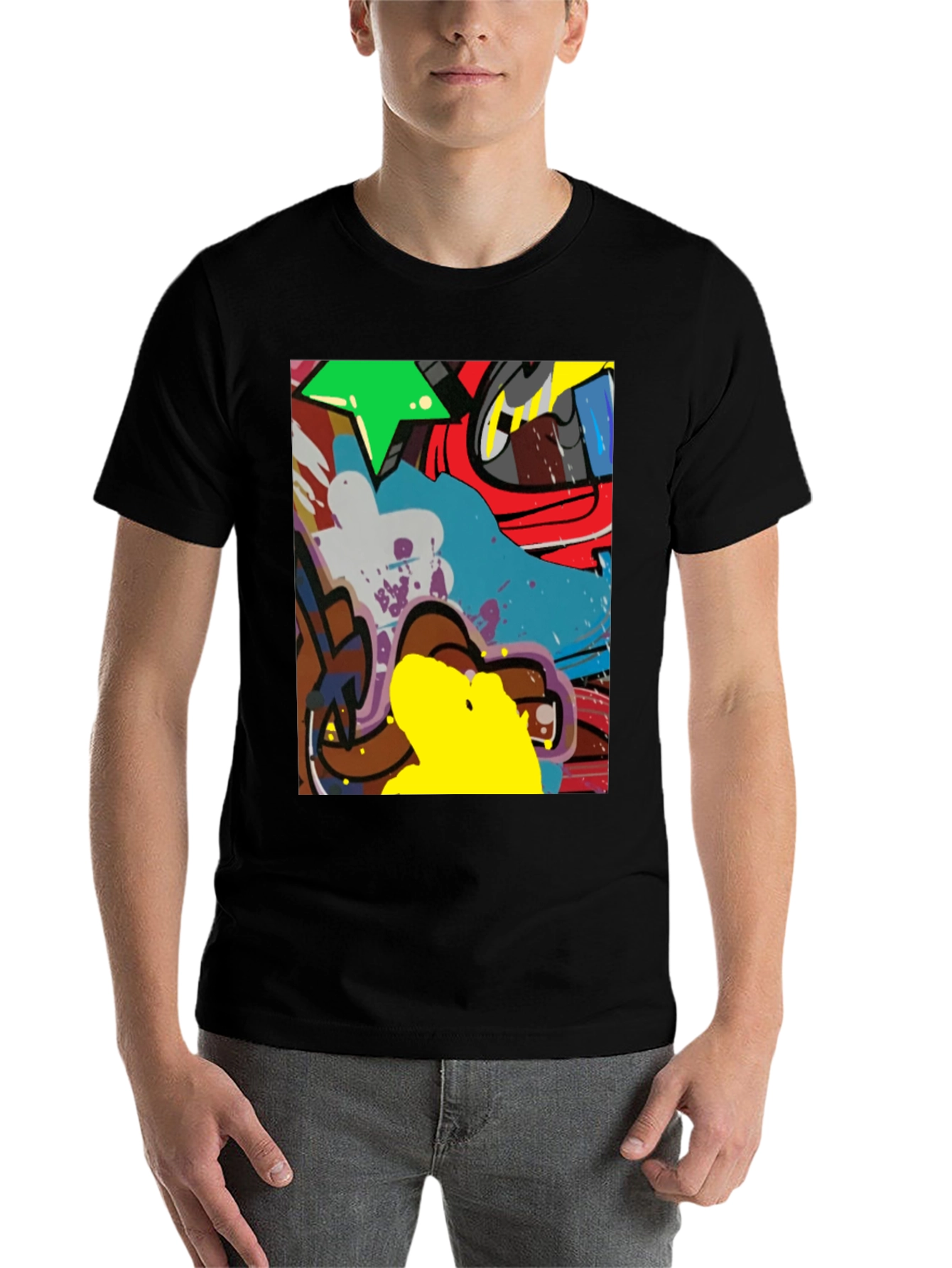 Black Abstract Graffiti Art Graphic Tee view 7