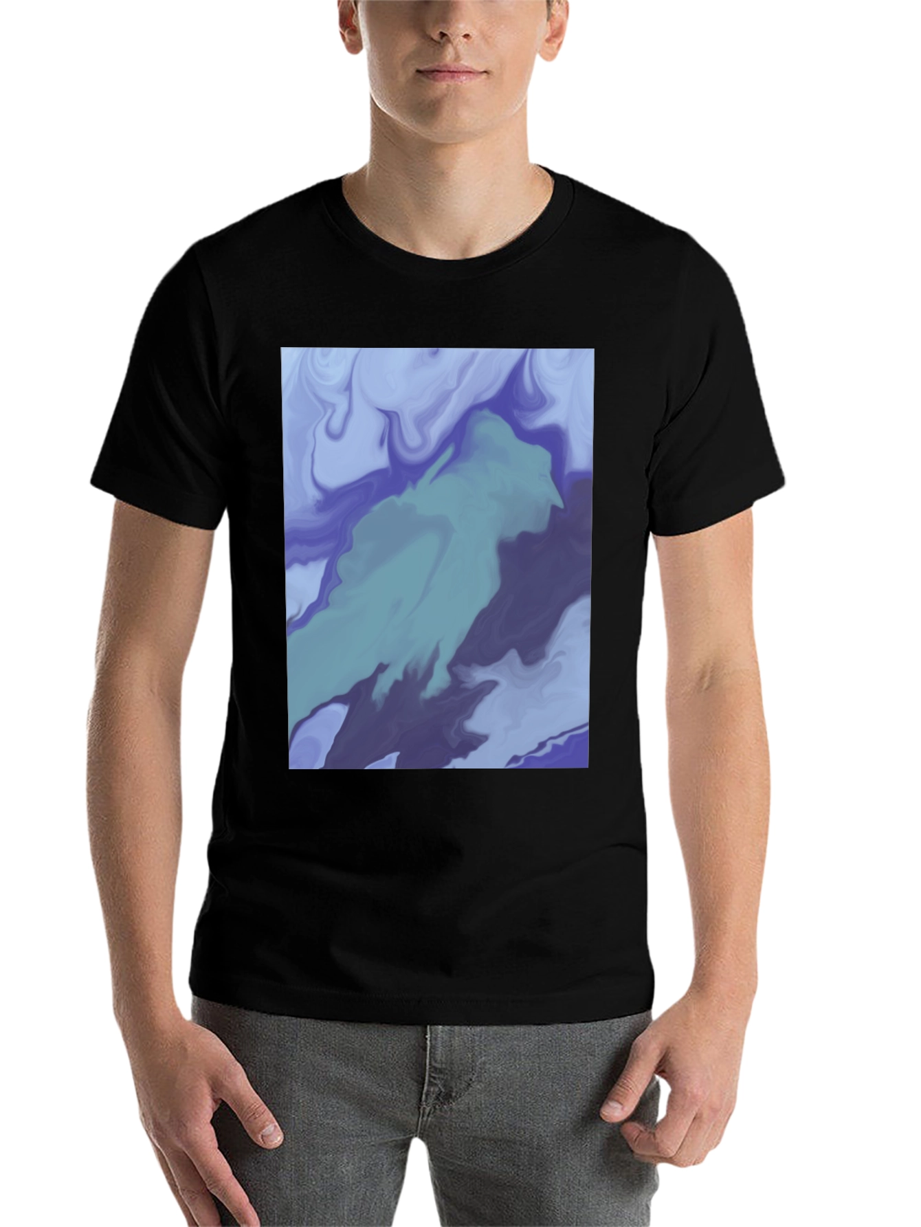 Black Abstract Art Tee - Modern Graphic T-Shirt view 7