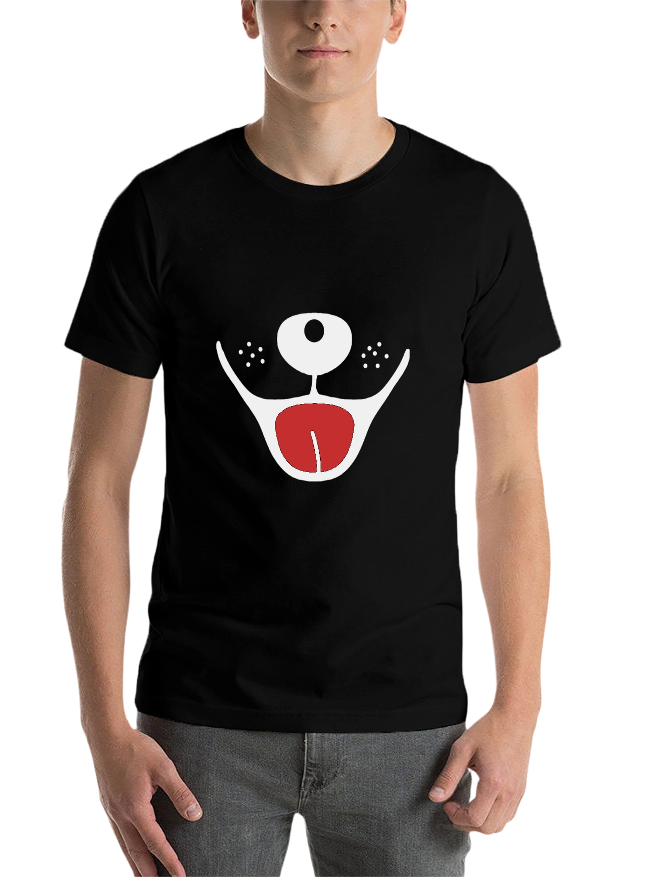 Black Funny Dog Face Graphic Tee - Unisex Black T-Shirt view 7