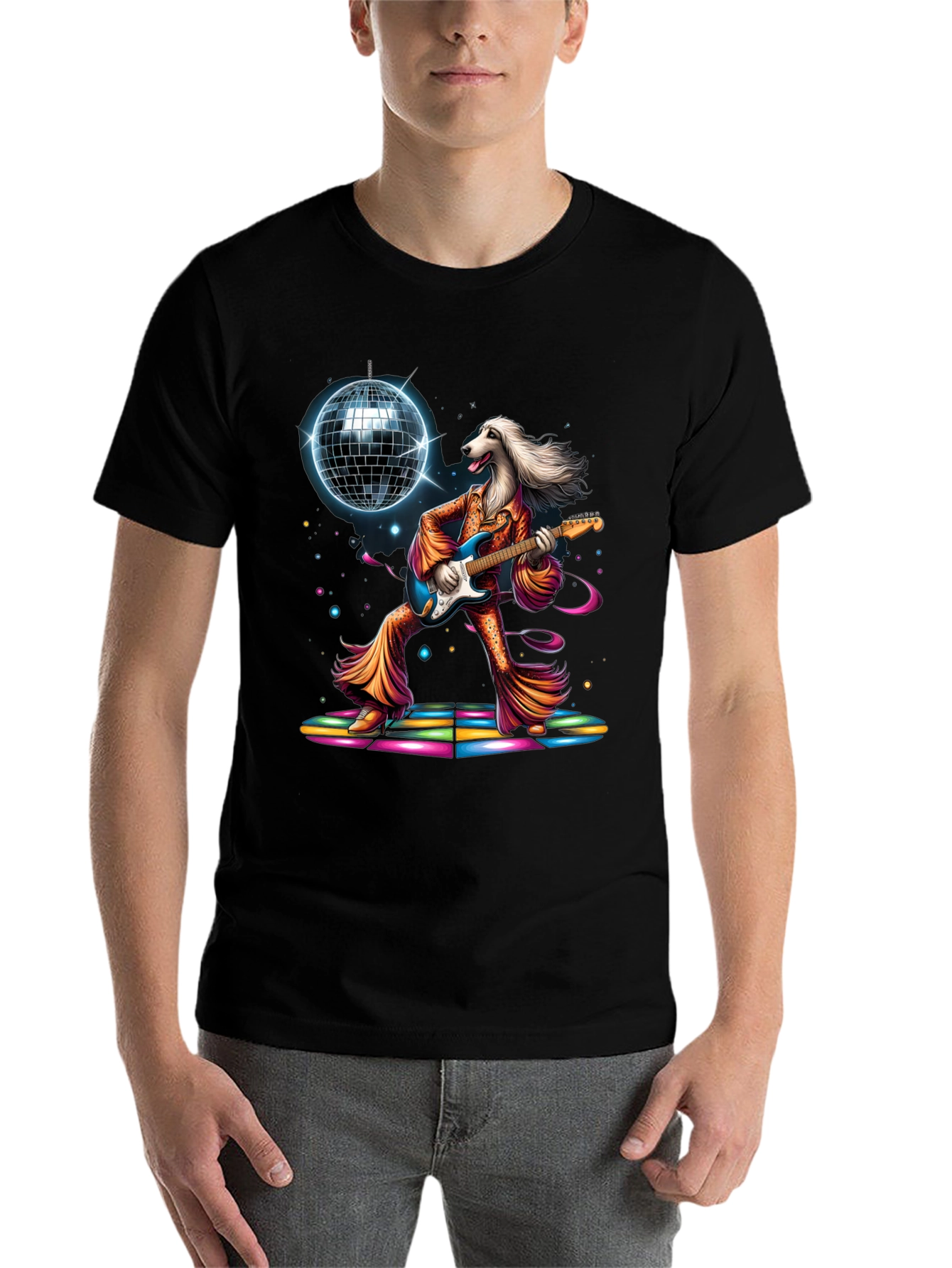 Black Groovy Dog Disco T-Shirt view 7