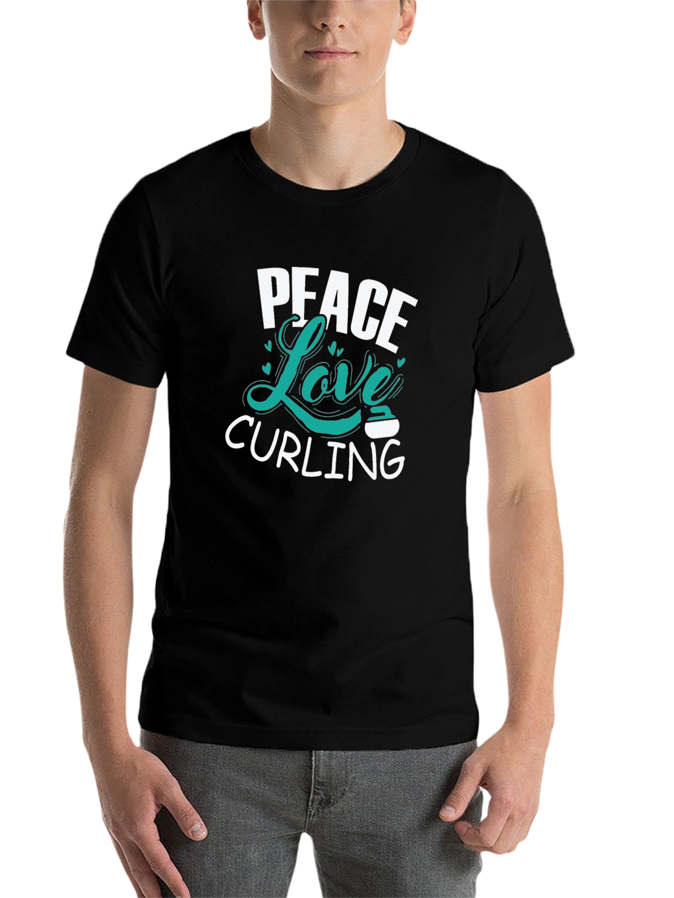 Black Peace Love Curling T-Shirt view 7