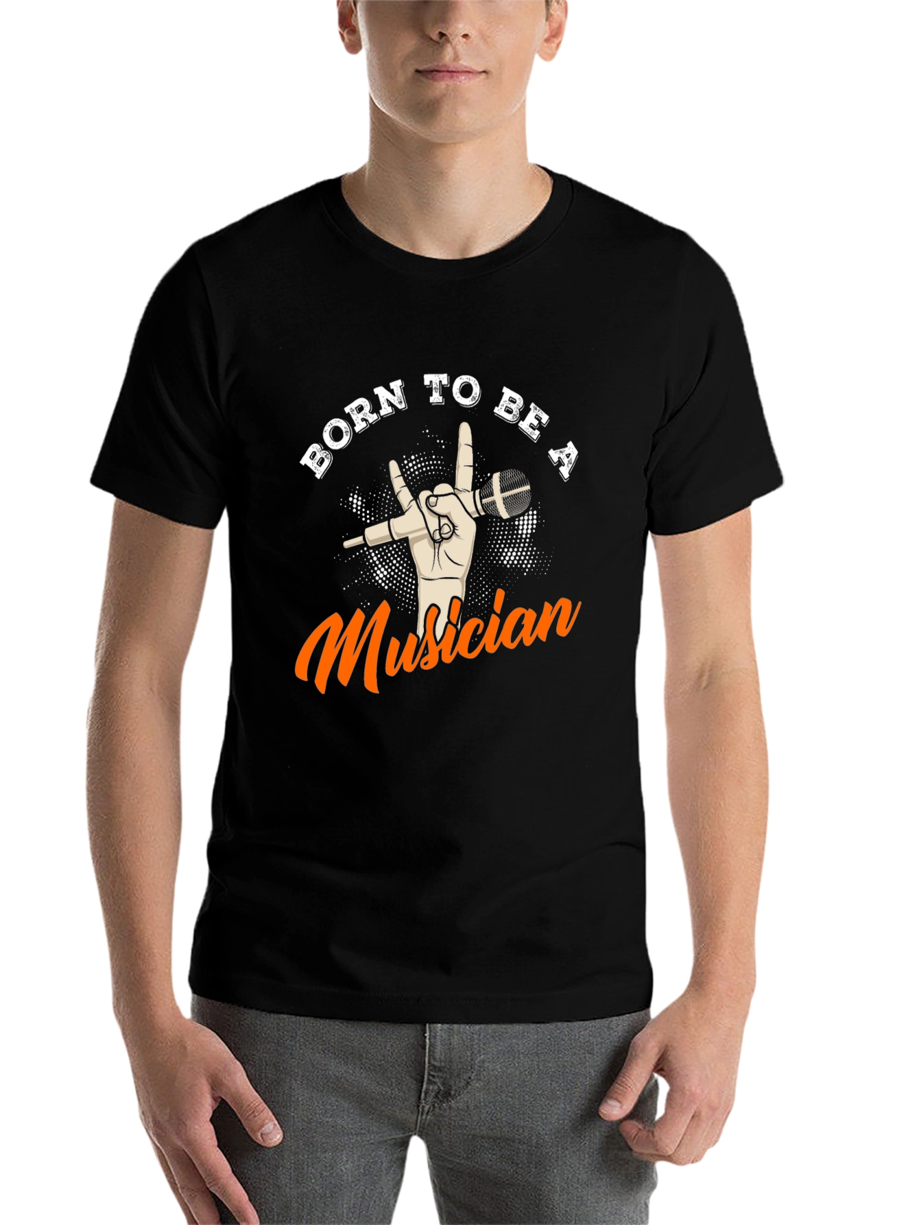 Black Born To Be A Musician Black Graphic T-Shirt view 7