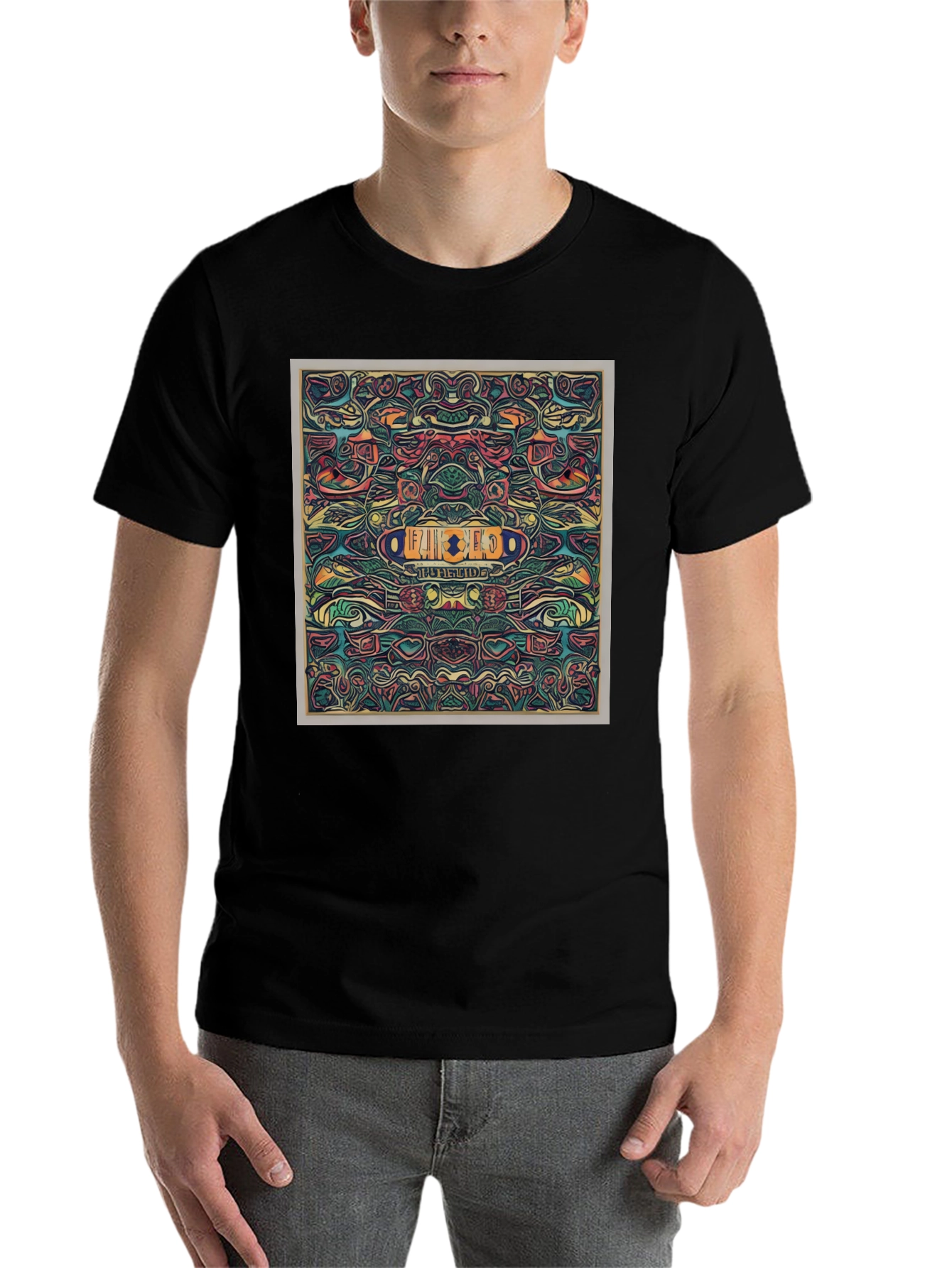 Black Abstract Patterned T-Shirt view 7
