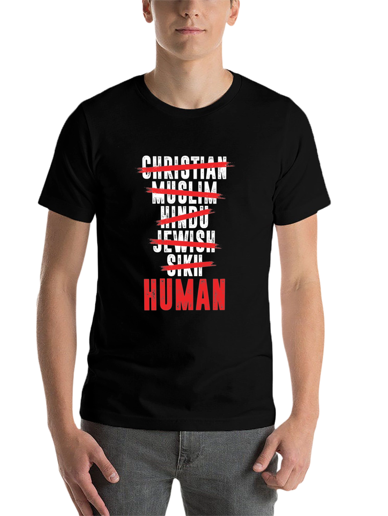Black Human T-Shirt: Religious Equality, Soft Cotton Blend view 7