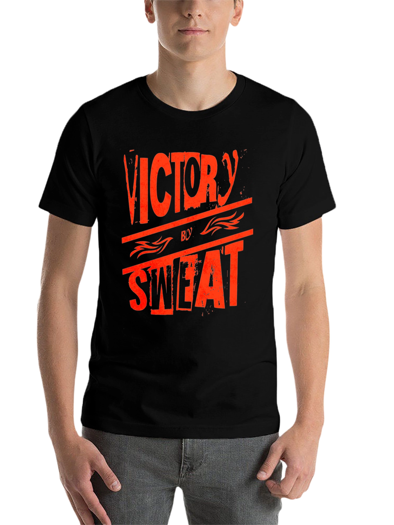 Black Victory by Sweat Graphic Print Crew Neck T-Shirt view 7