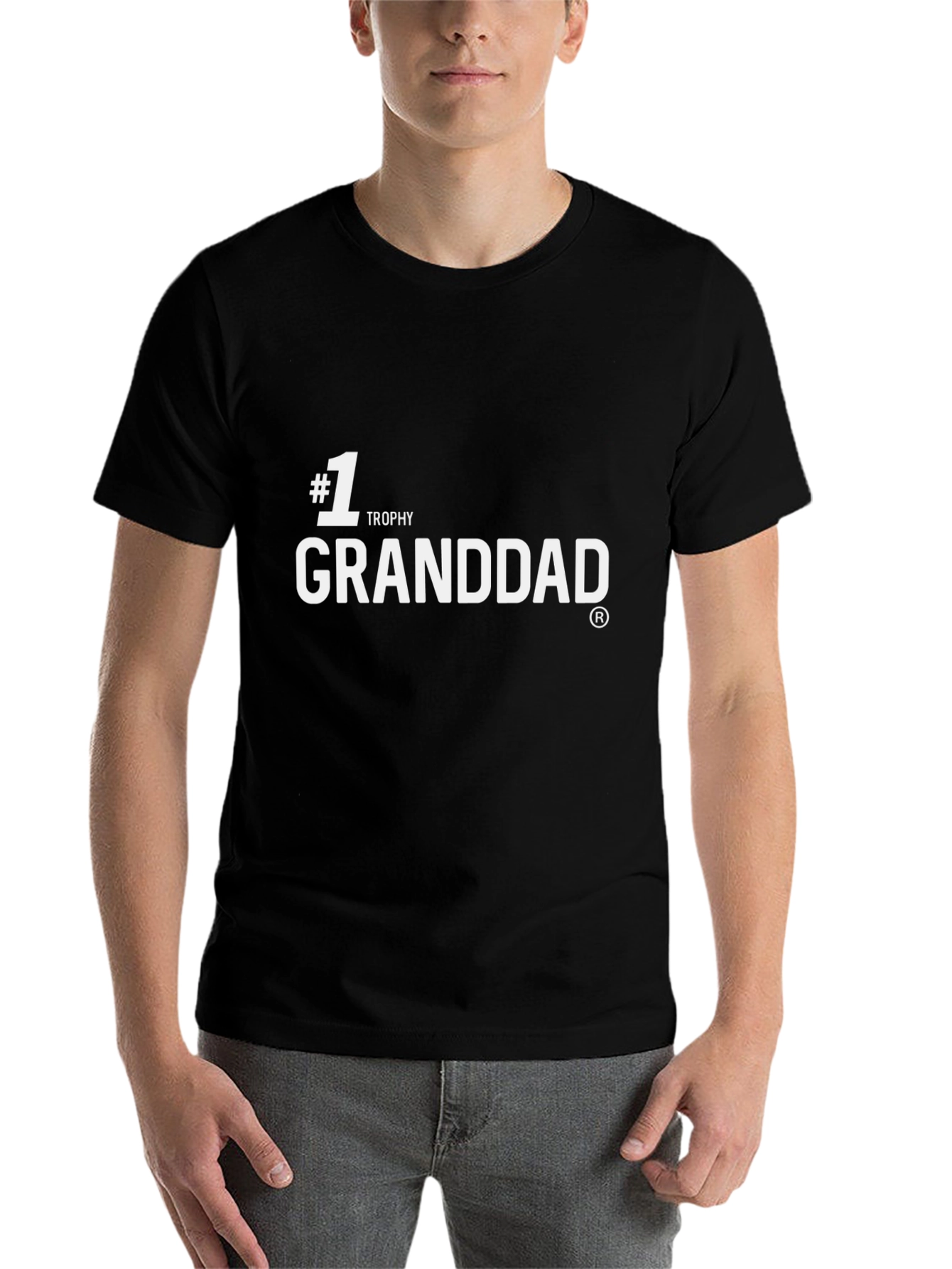 Black #1 Trophy Granddad Black Cotton Graphic Tee view 7