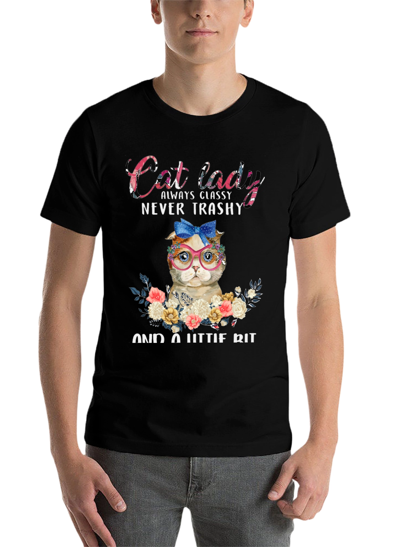 Black Cat Lady Classy Graphic T-Shirt view 7