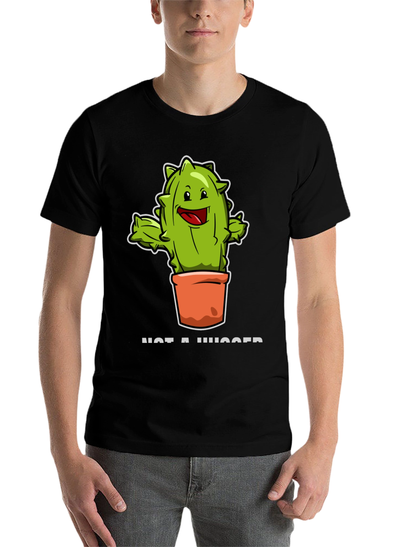 Black Cactus Hugger Funny T-Shirt view 7