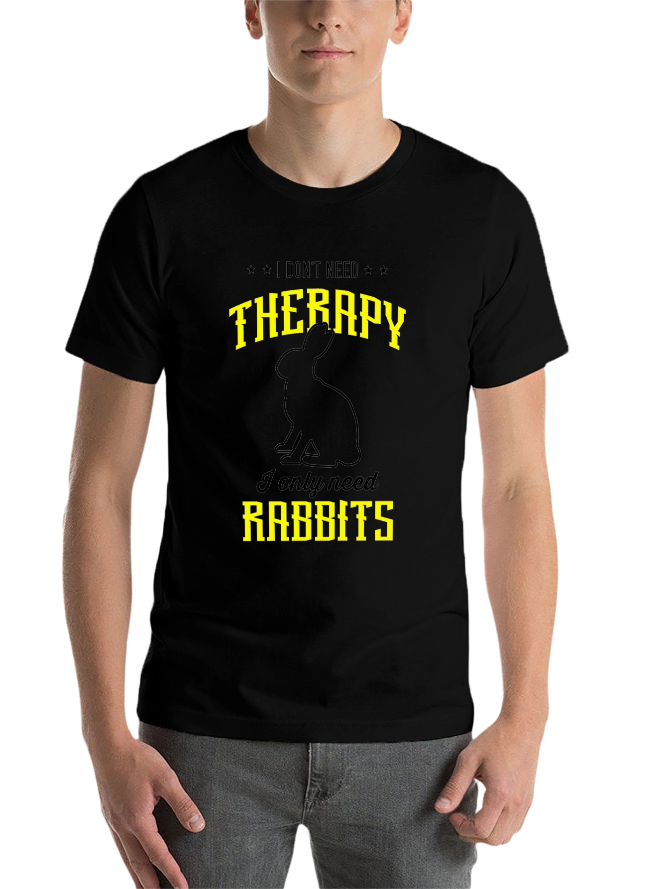 Black Funny Rabbit T-Shirt: I Don't Need Therapy view 7